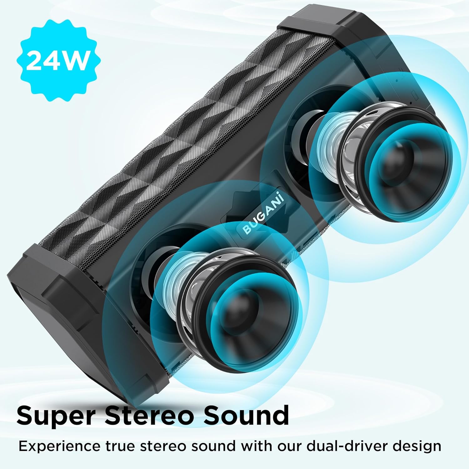 Detalle de BUGANI Bluetooth Speaker: Portable Wireless Speaker with 24-Hour Run Time and IPX5 Durability