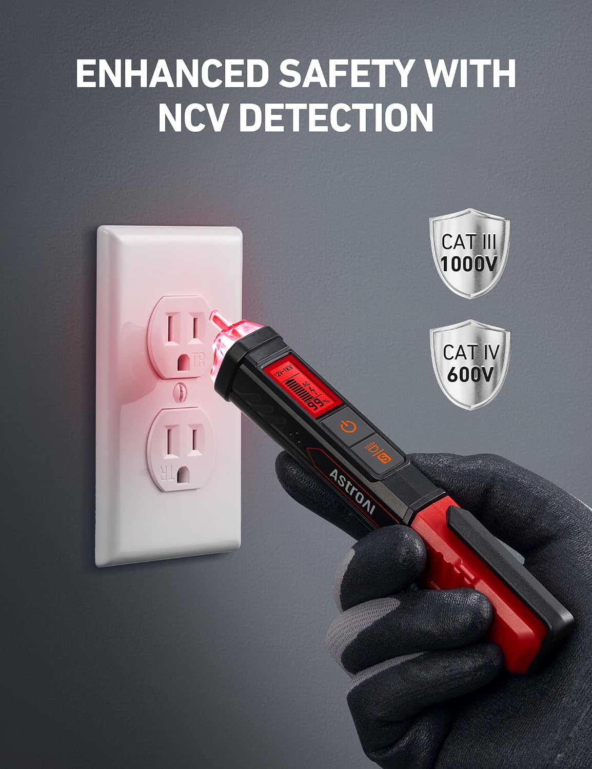 Detalle de AstroAI VTS1000H Non-Contact Voltage Tester with Screwdriver, Dual Range