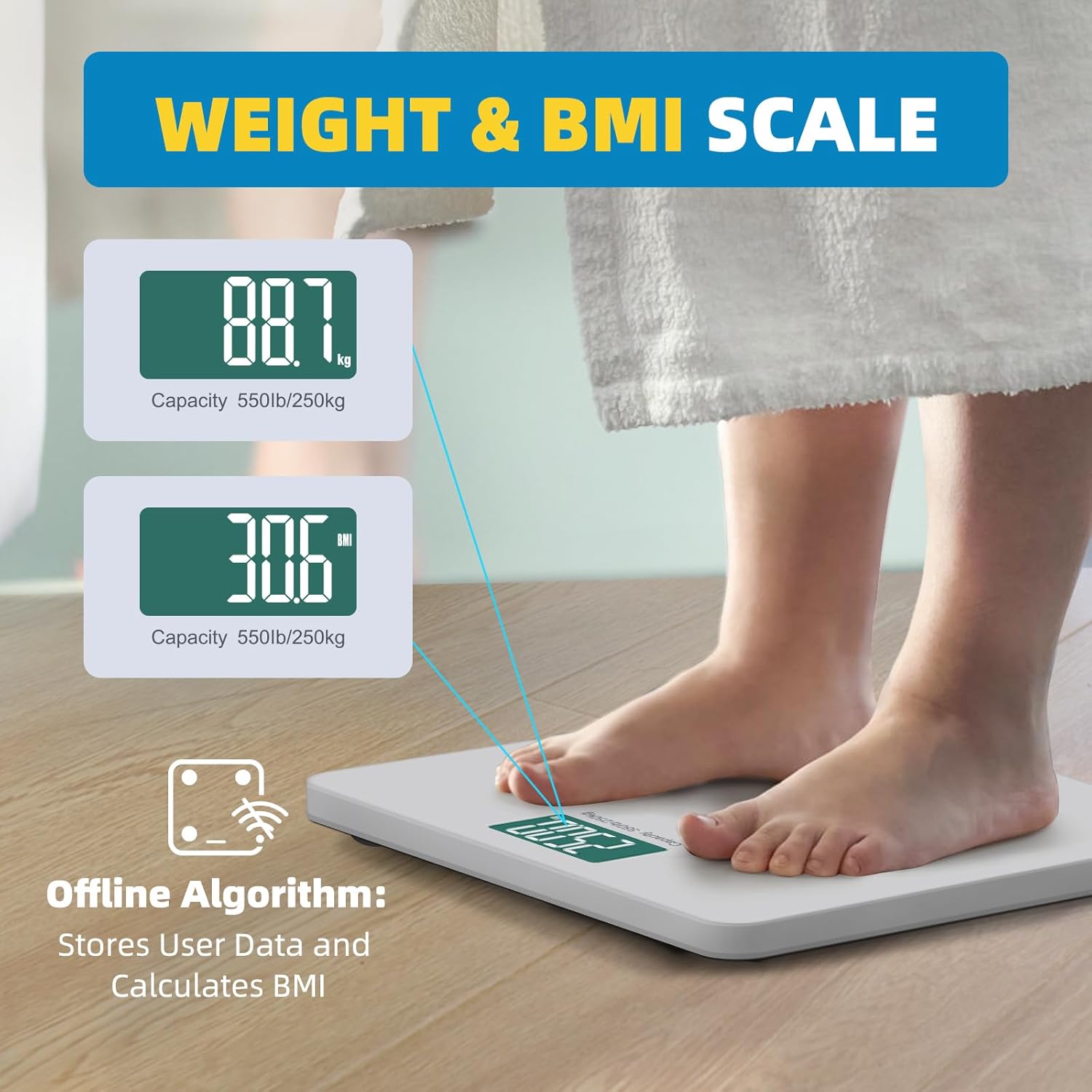 Thumbnail 3 de Lepulse 250kg Digital Bathroom Scale with App – Extra-High Capacity, Large Platform