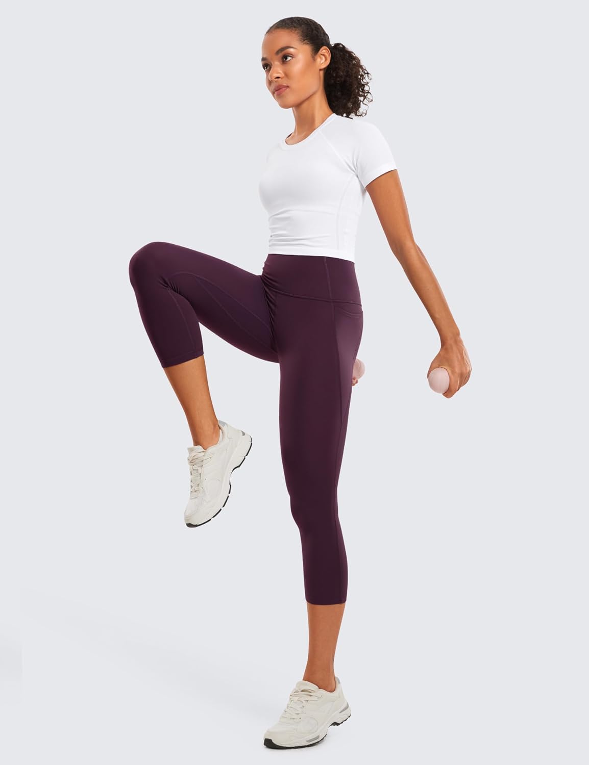 Detalle de CRZ YOGA Da Donna Butterlux: pantaloni capri da allenamento yoga con tasche (vita alta)