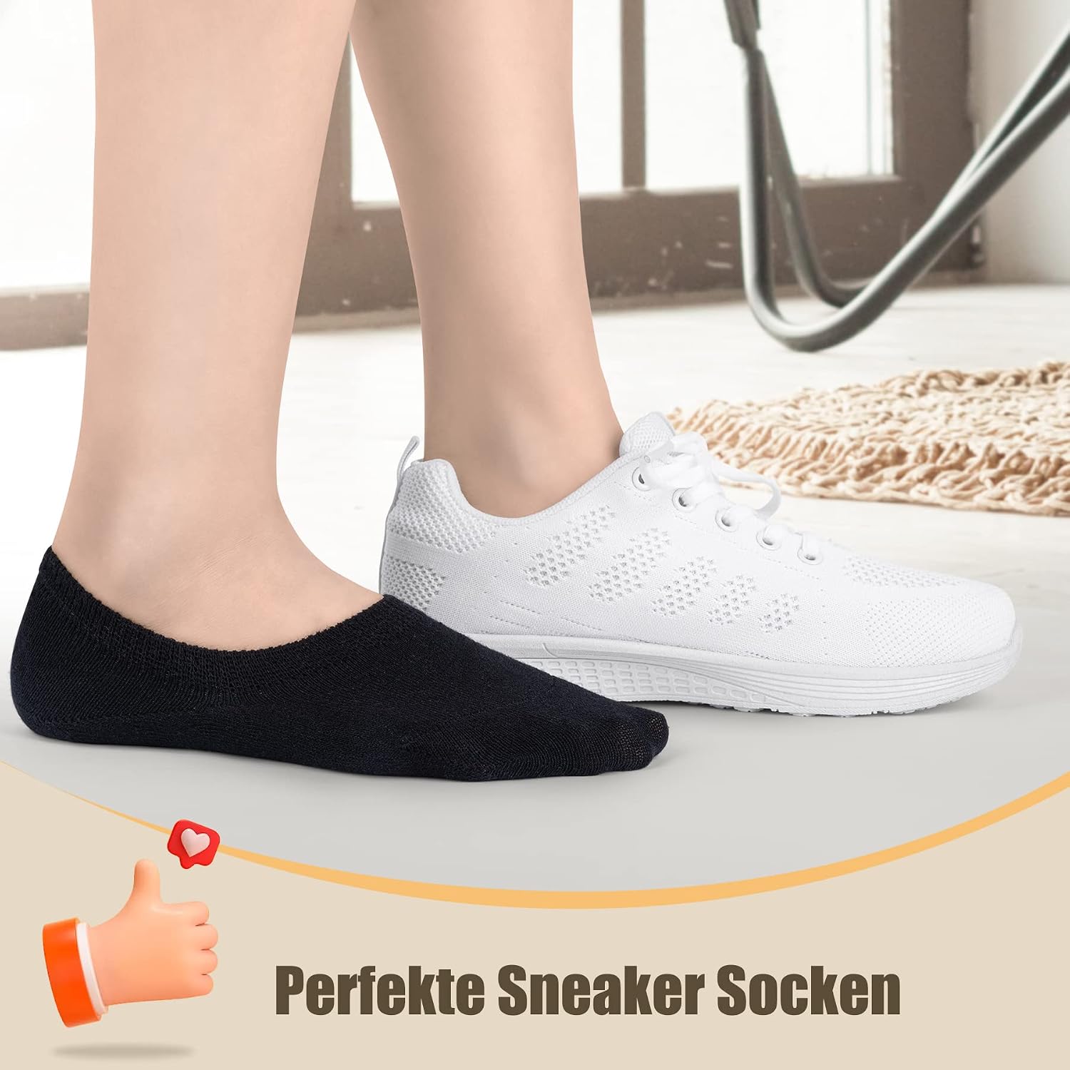 Detalle de Falechay Sneaker Socken (No-Show) – 8 Paar unisex in Schwarz/Weiß/Grau/Hautfarbe