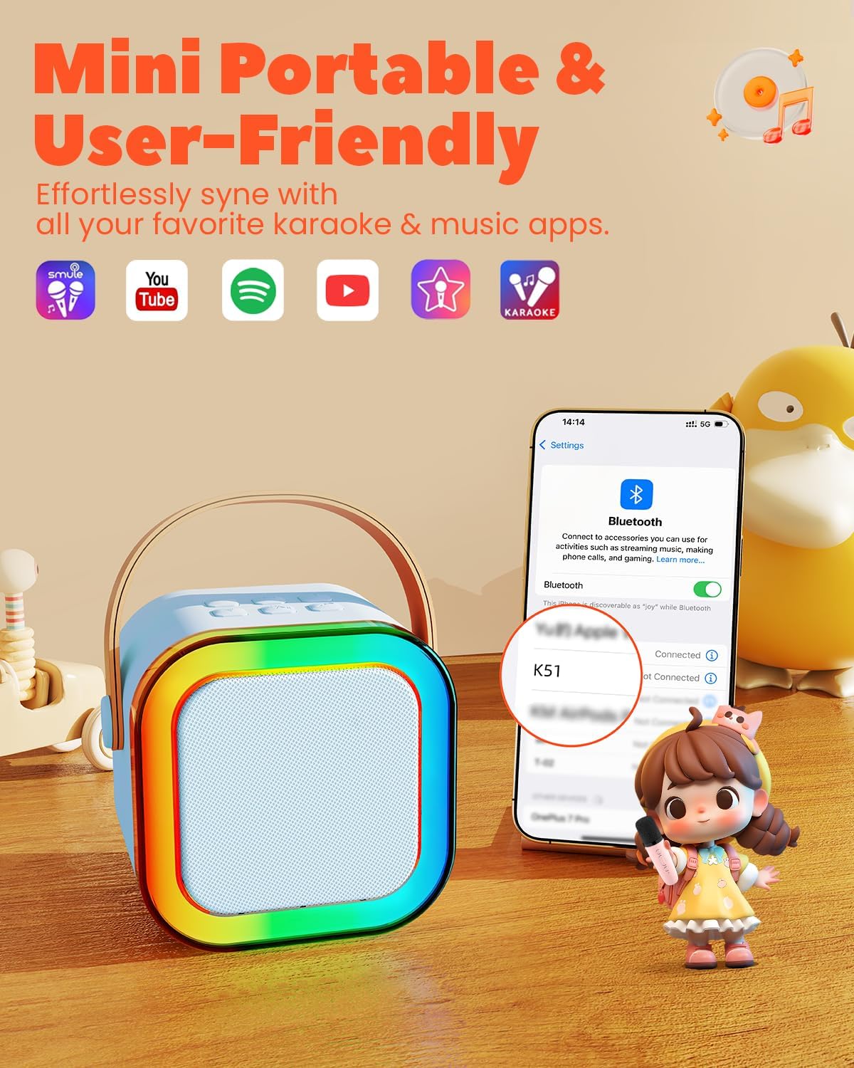 Thumbnail 6 de Kids Karaoke Machine 2 Mic: Portable Bluetooth Karaoke Speaker for Ages 3–12