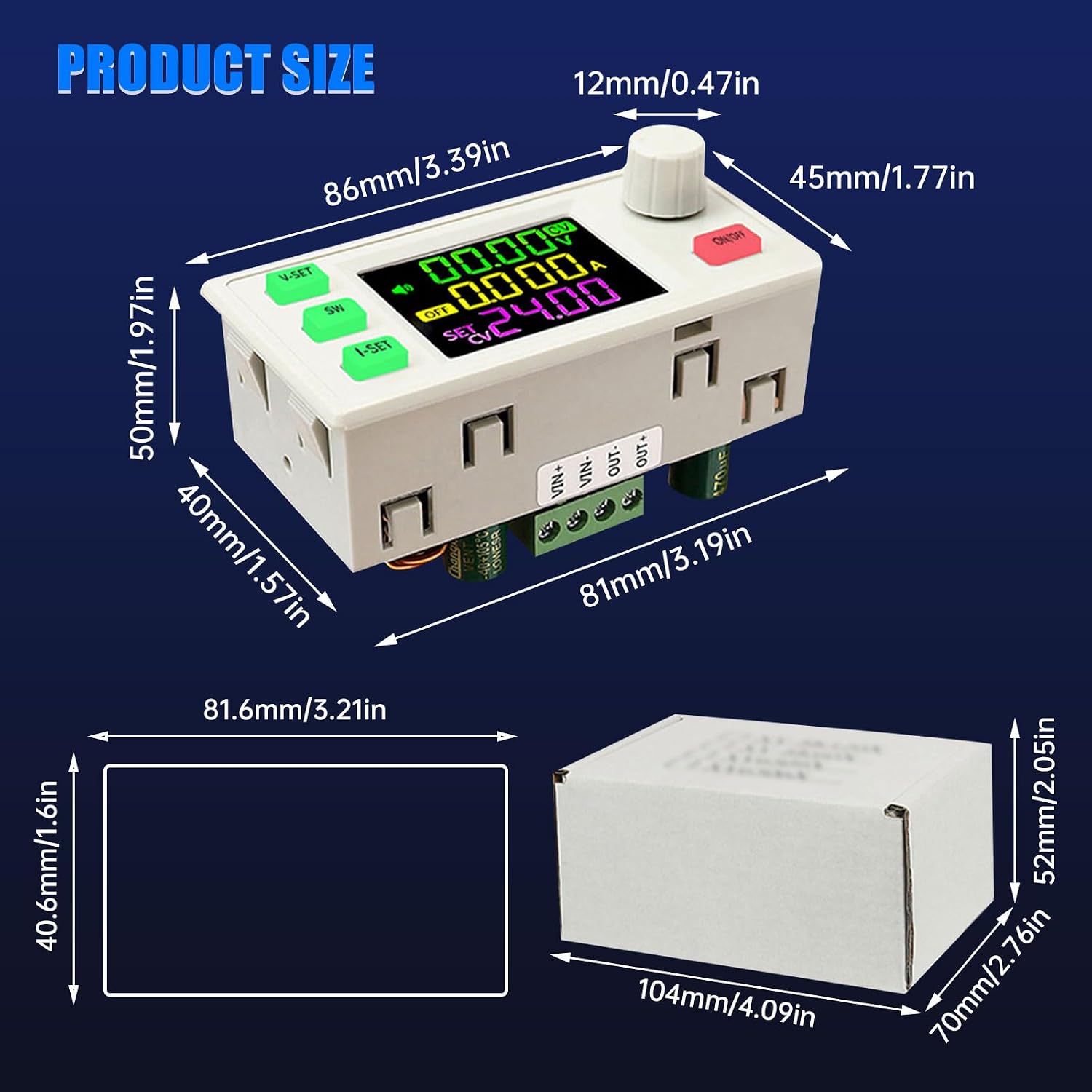 Detalle 2 de Heemol SK120X justerbar buck-boost-omvandlare, digital styrning, 120 W, 6 A