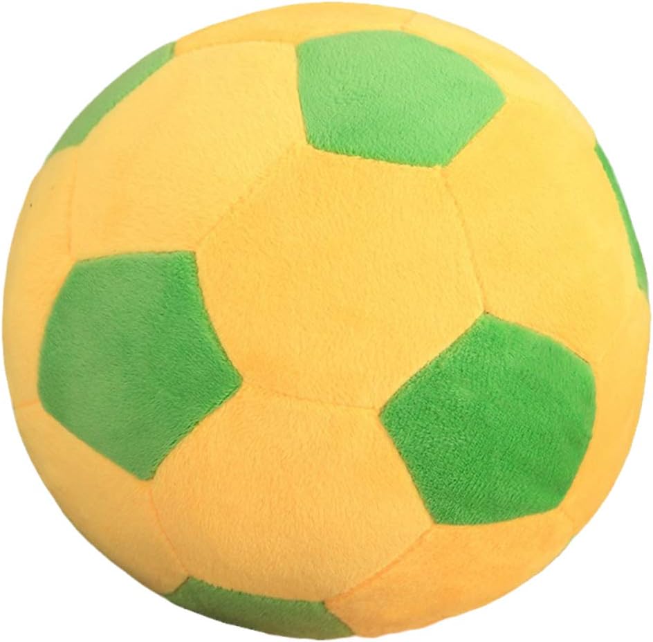Detalle de AOQI Plush Soccer Ball Toy Pillow (Green/Yellow) – Soft Stuffed 7.8in / 20cm
