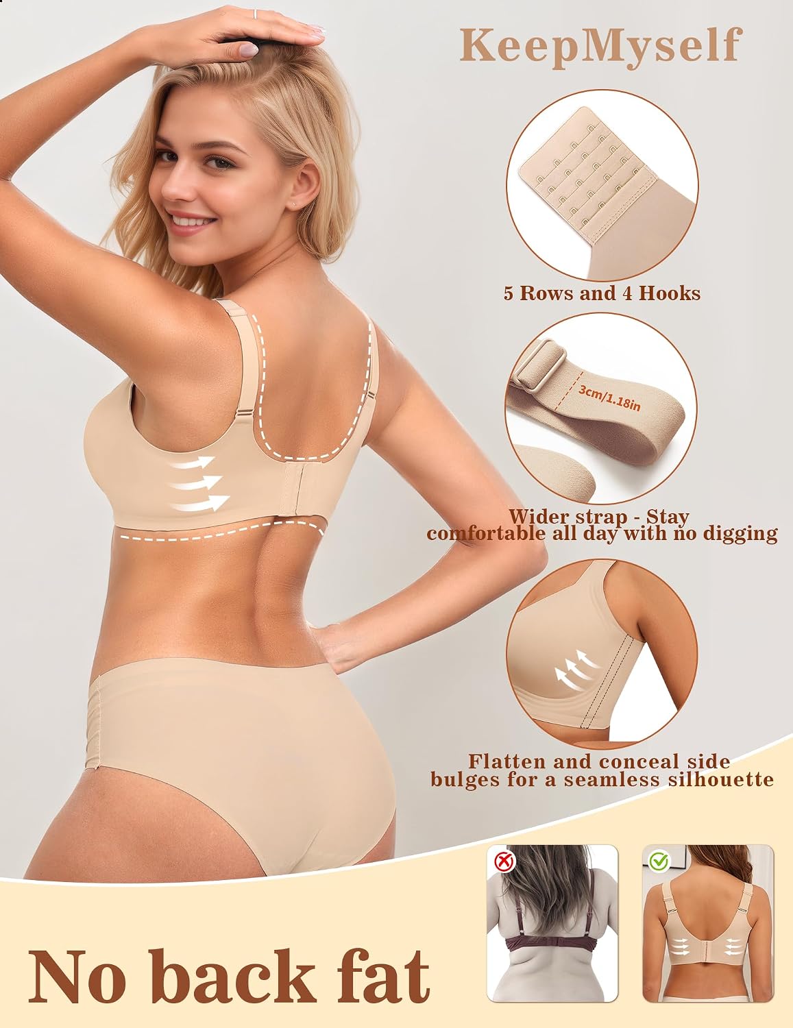 Detalle de Mivorica No Wired Seamless Wireless Full Coverage Everyday Bras
