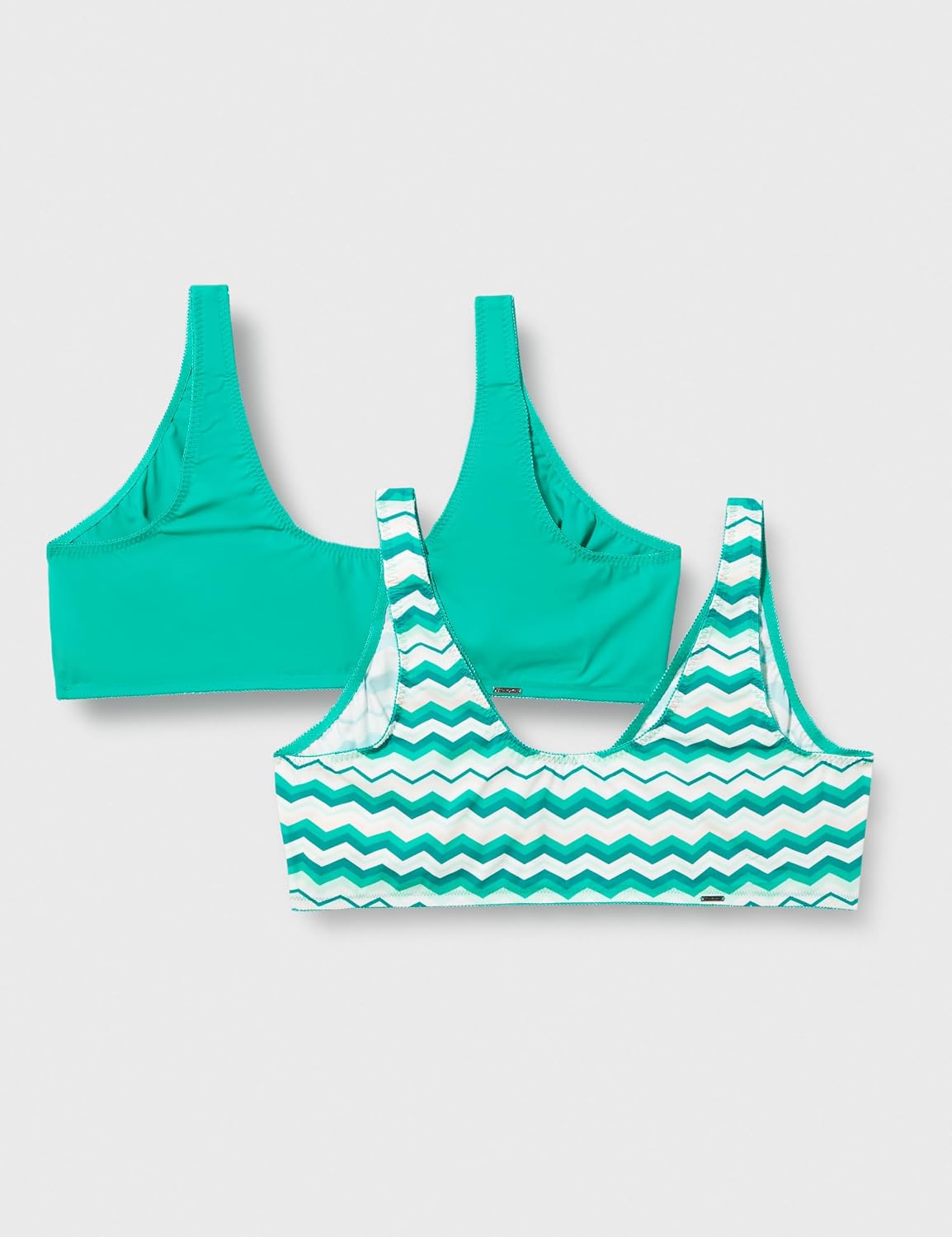 Detalle de Ulla Popken Bustier 2er-Pack Großgrößen – Zackenmuster & Uni, Vorderverschluss, Still-BH geeignet