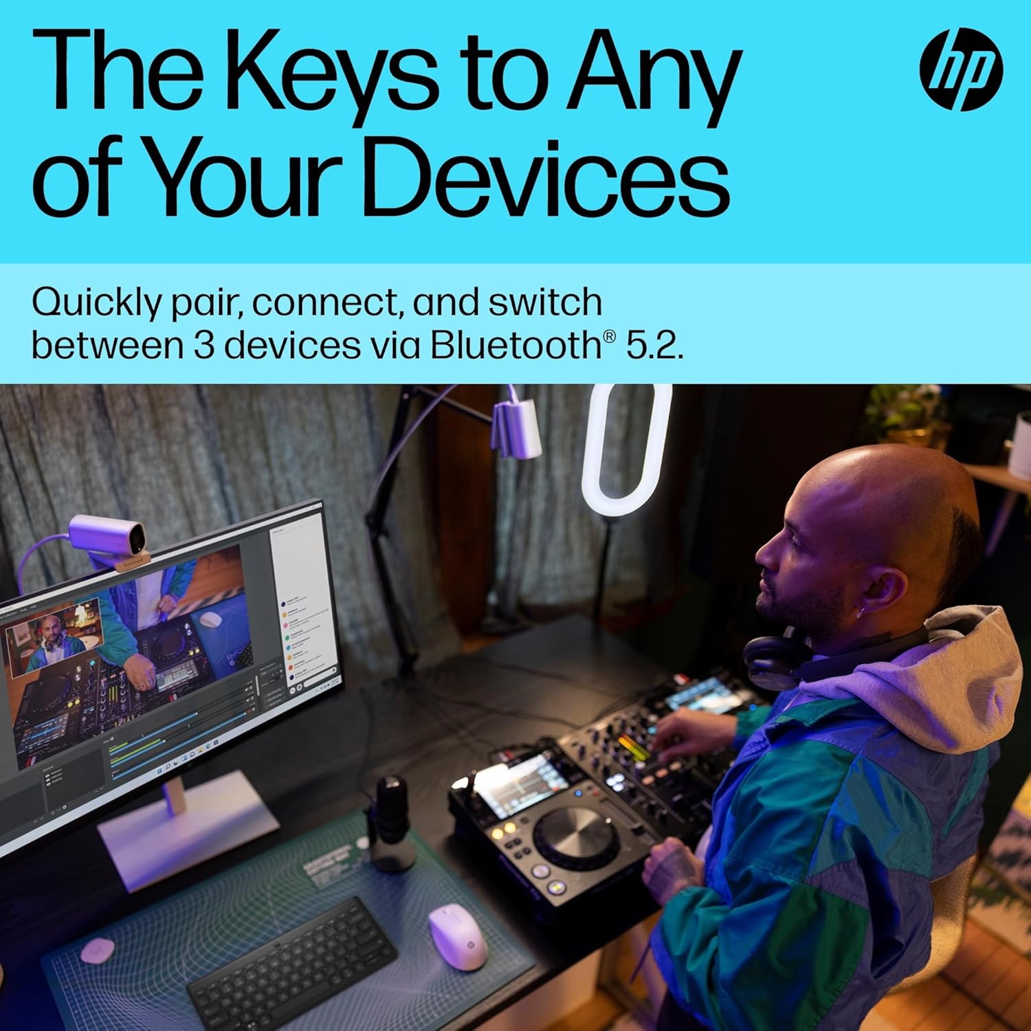 Thumbnail 6 de HP 350 Compact Bluetooth Keyboard (Black) — connect up to 3 devices with Bluetooth 5.2