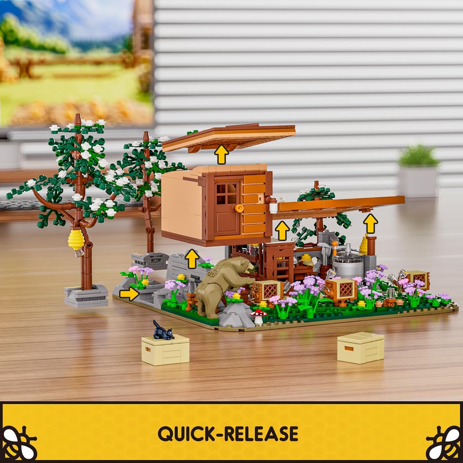 Detalle de FUNWHOLE Bee-Farm Lighting Building-Bricks Set – 1274 Pcs