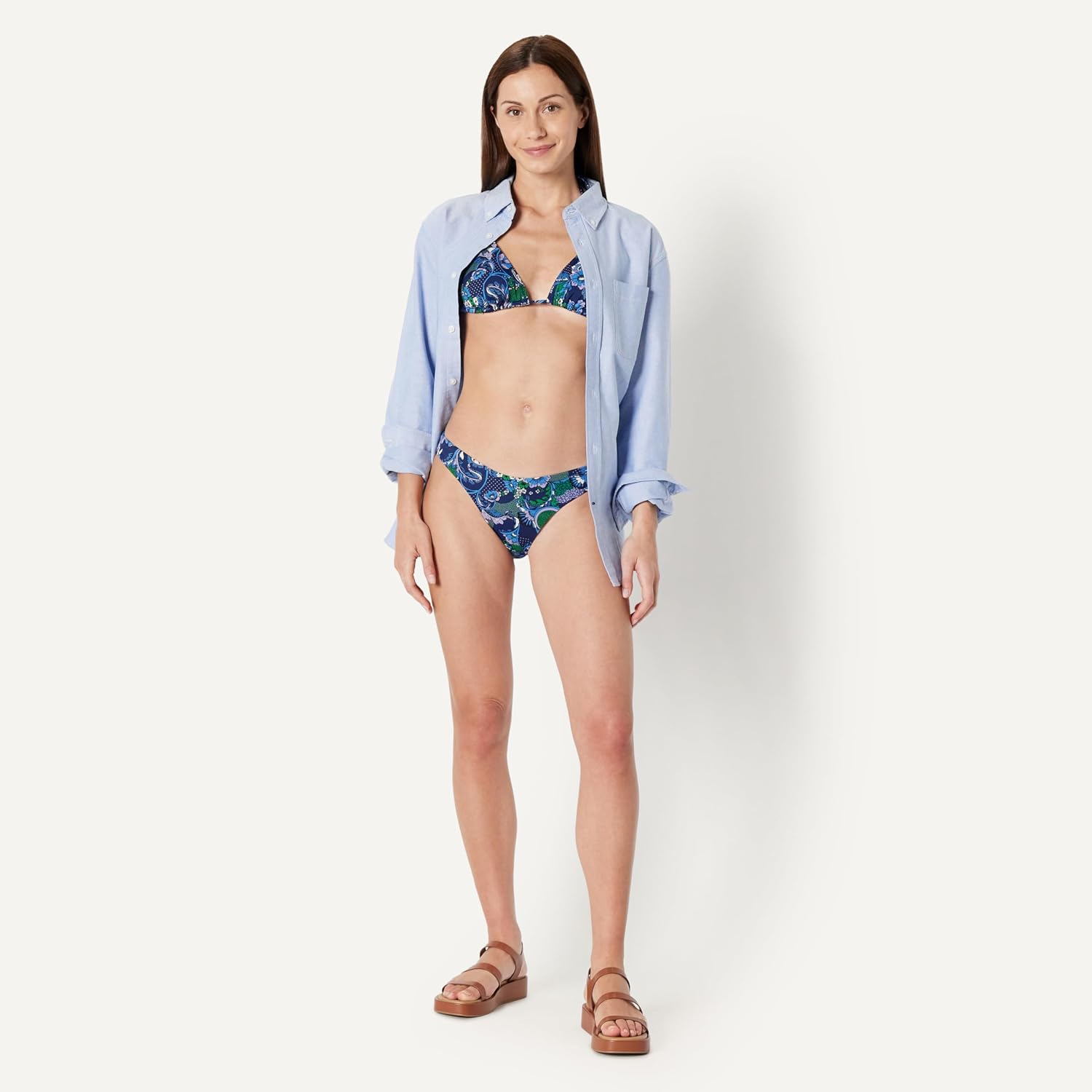 Detalle de Amazon Essentials High-Cut Bikini Bottom for Women (High Leg, Low-Rise)