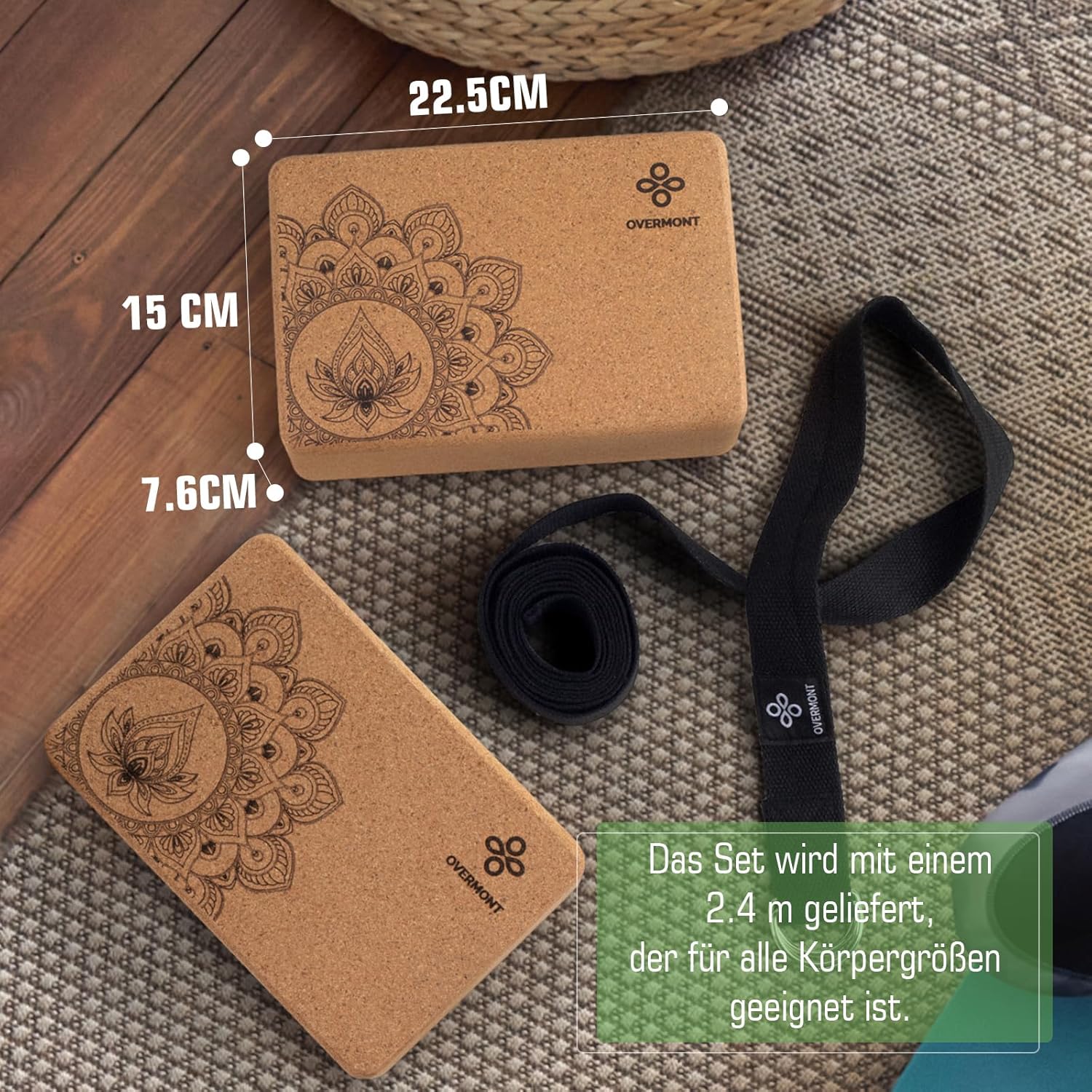 Thumbnail 3 de Overmont Yogablöcke Kork 2er Set Yogablock