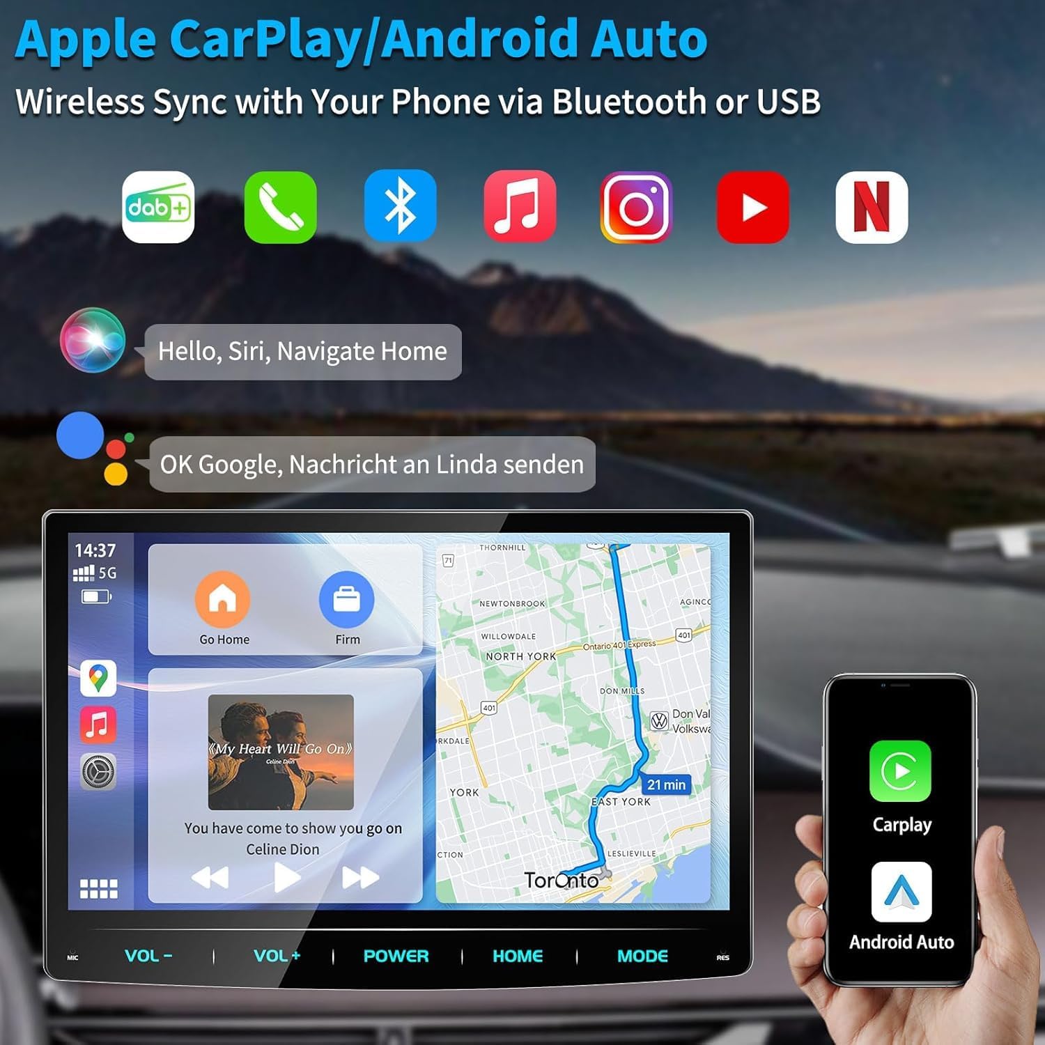Thumbnail 1 de URVOLAX Android 13 Autoradio mit 10 Zoll Display