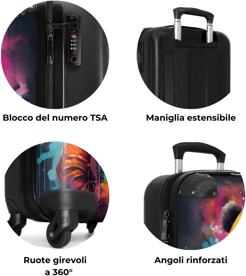 Thumbnail 6 de Trolley bagaglio a mano NoBoringSuitcases.com 55x40x20 cm, valigia rigida 10 kg con serratura a combinazione (Panda arancione)
