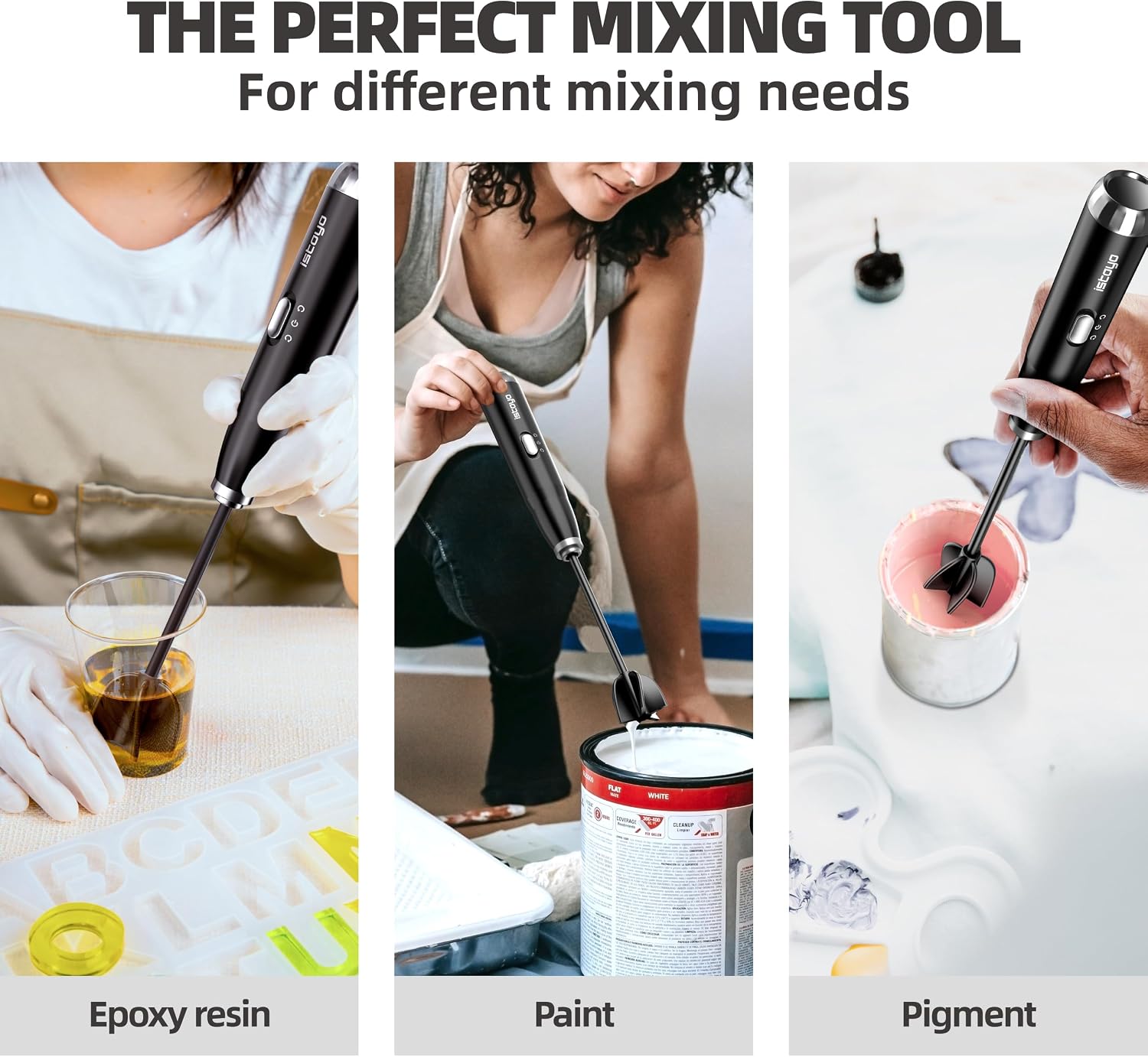 Detalle 1 de ISTOYO Resin Mixer Pro elektrische epoxyharsmixer met 4 mengpaletten