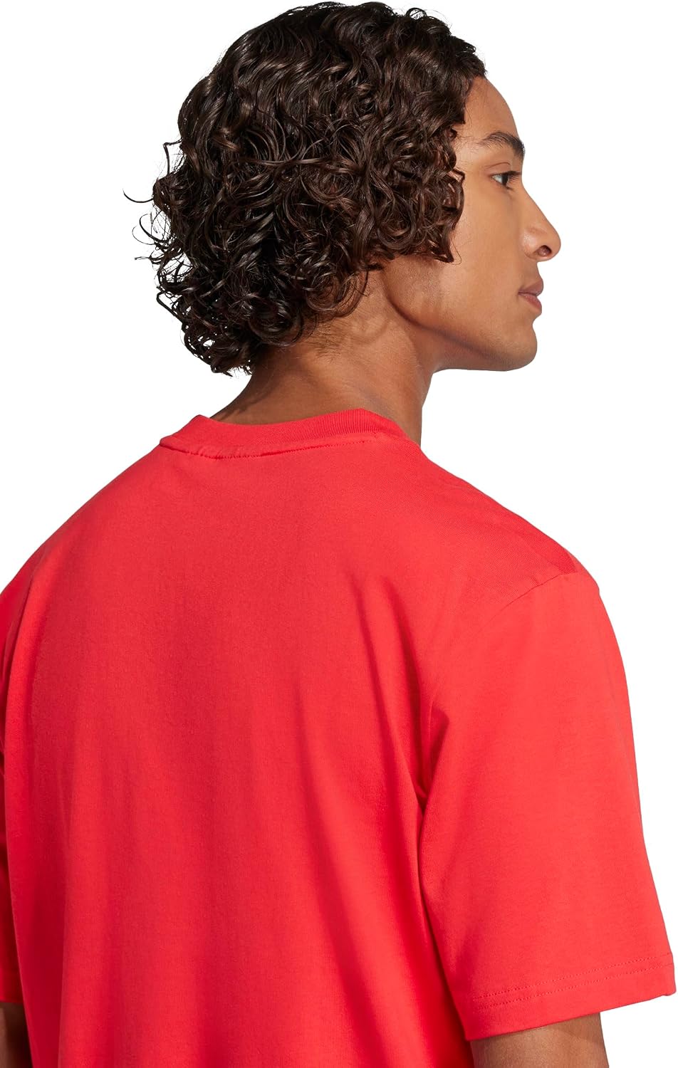 Detalle de adidas Hombre Essentials Linear Single Jersey Shirt – Pure Ruby/Black, L