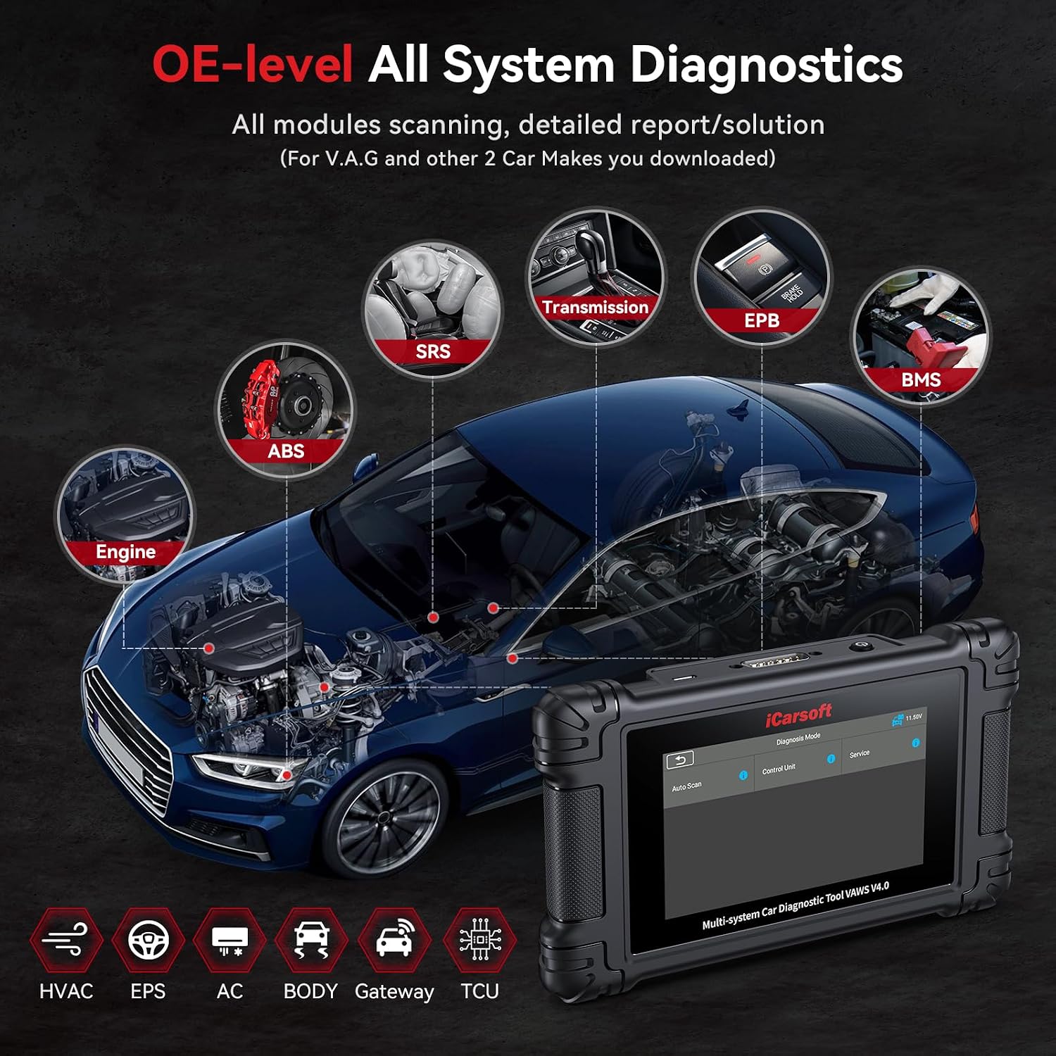 Thumbnail 2 de iCarsoft VAWS V4.0 bidirectional diagnostic tool for V.A.G plus optional brand packs