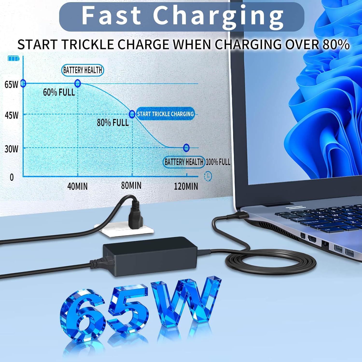 Thumbnail 4 de DMKAOLLK DZ65200325 65W USB-C Laptop Charger, 3.25A Adapter