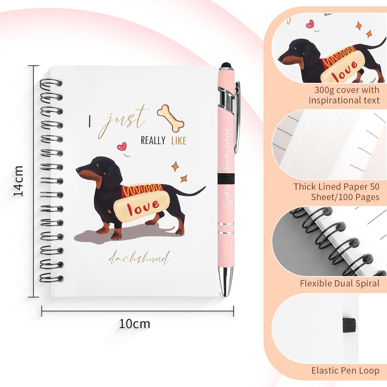 Detalle 2 de Dachshund gift set with A6 notebook