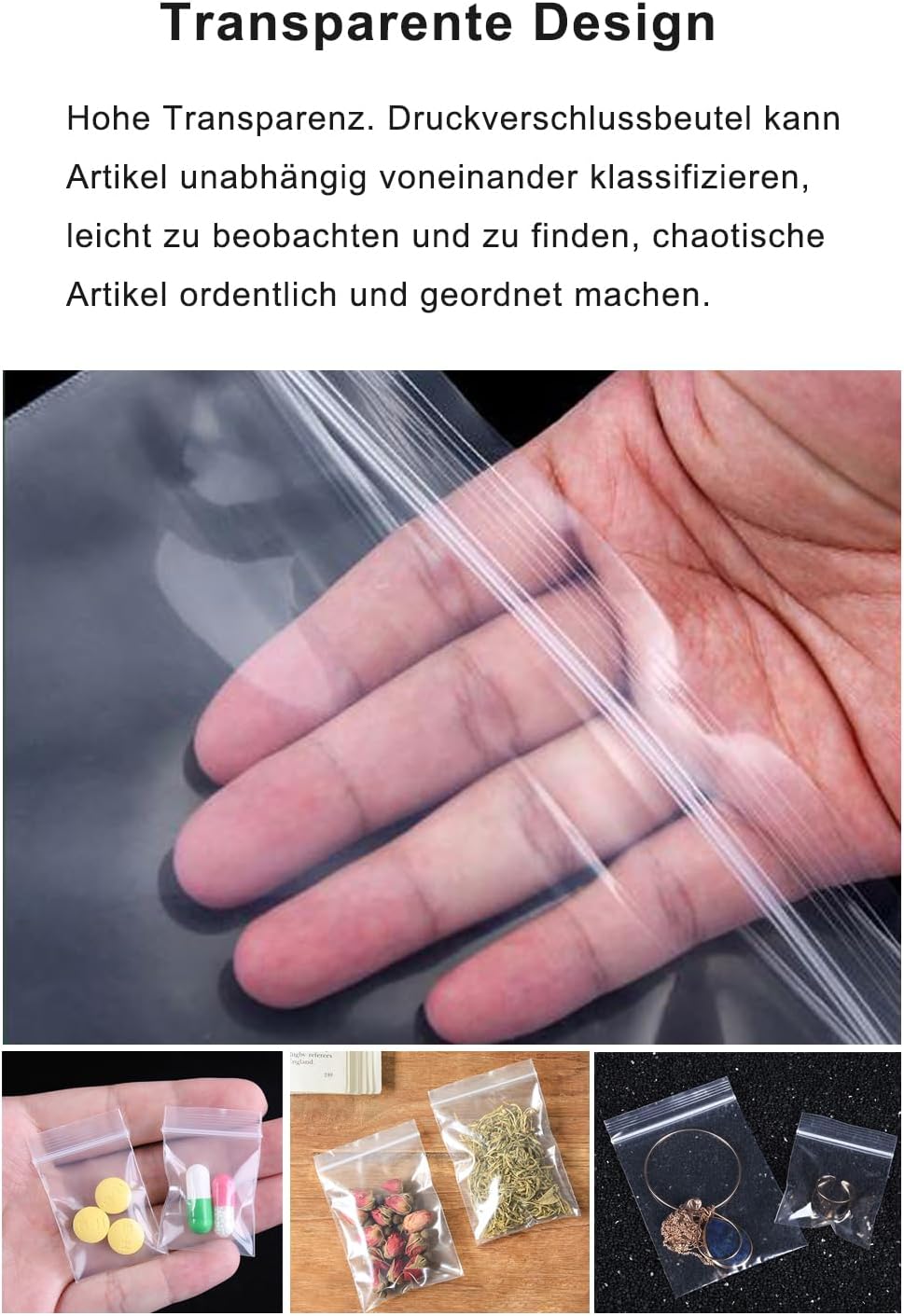 Detalle 1 de 400 Druckverschlussbeutel Set 8x12 und 10x15 cm