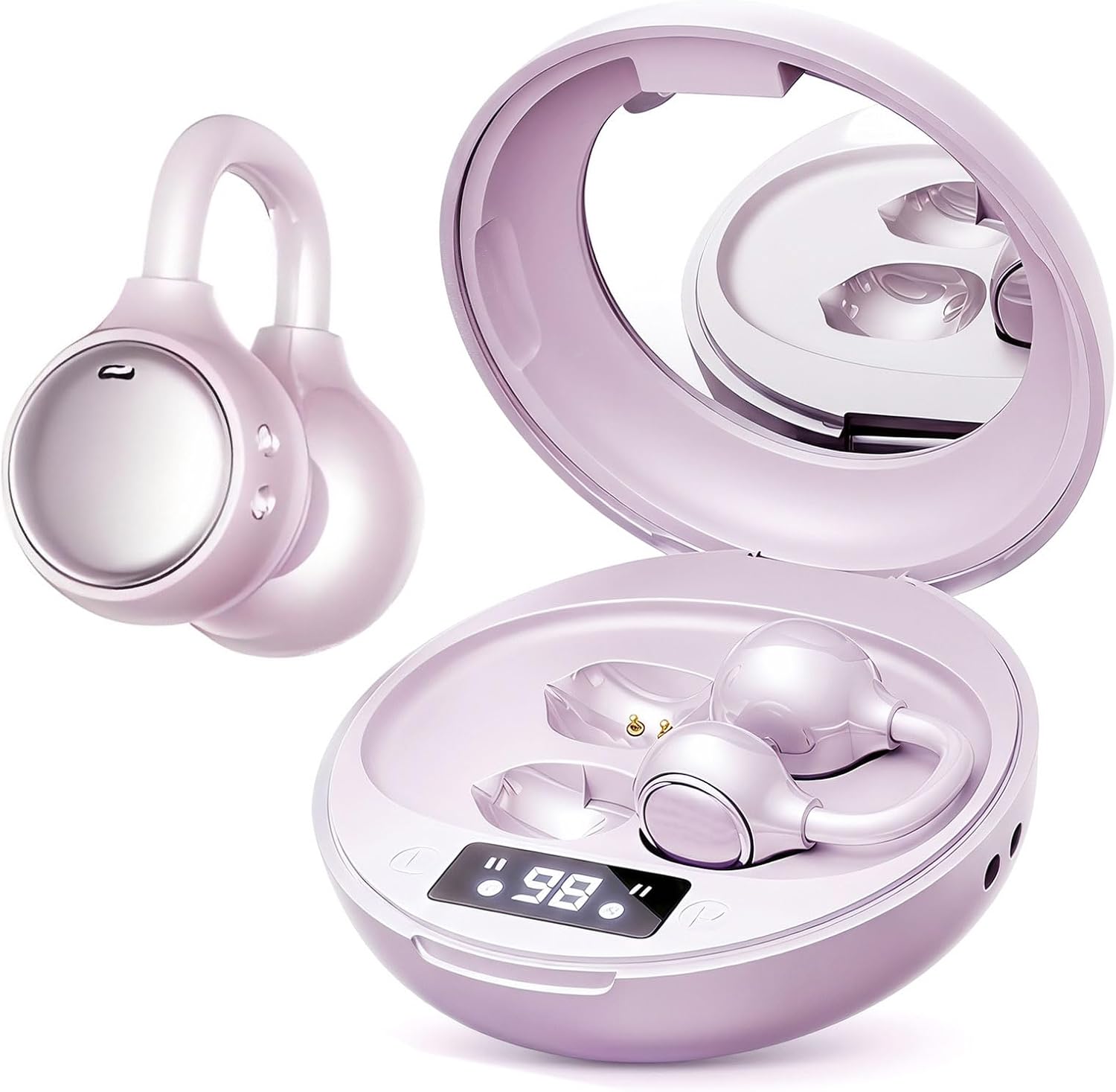 Detalle de Clip-On Open-Ear Wireless Earbuds, Light Purple