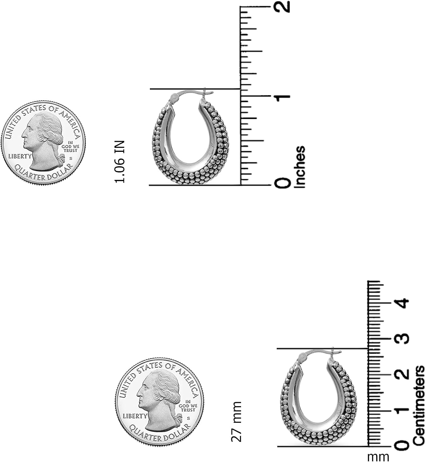 Thumbnail 4 de LeCalla 925 Sterling Silber Hoop Ohrringe 27 mm
