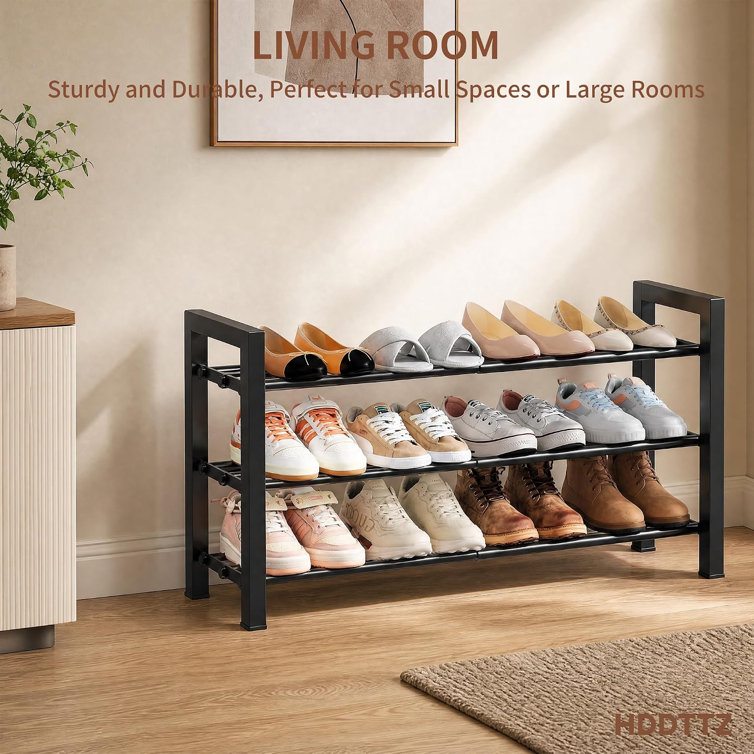Thumbnail 5 de HDDTTZ 121 Expandable 3-Tier Iron Shoe Rack, Adjustable 17–31 Inches