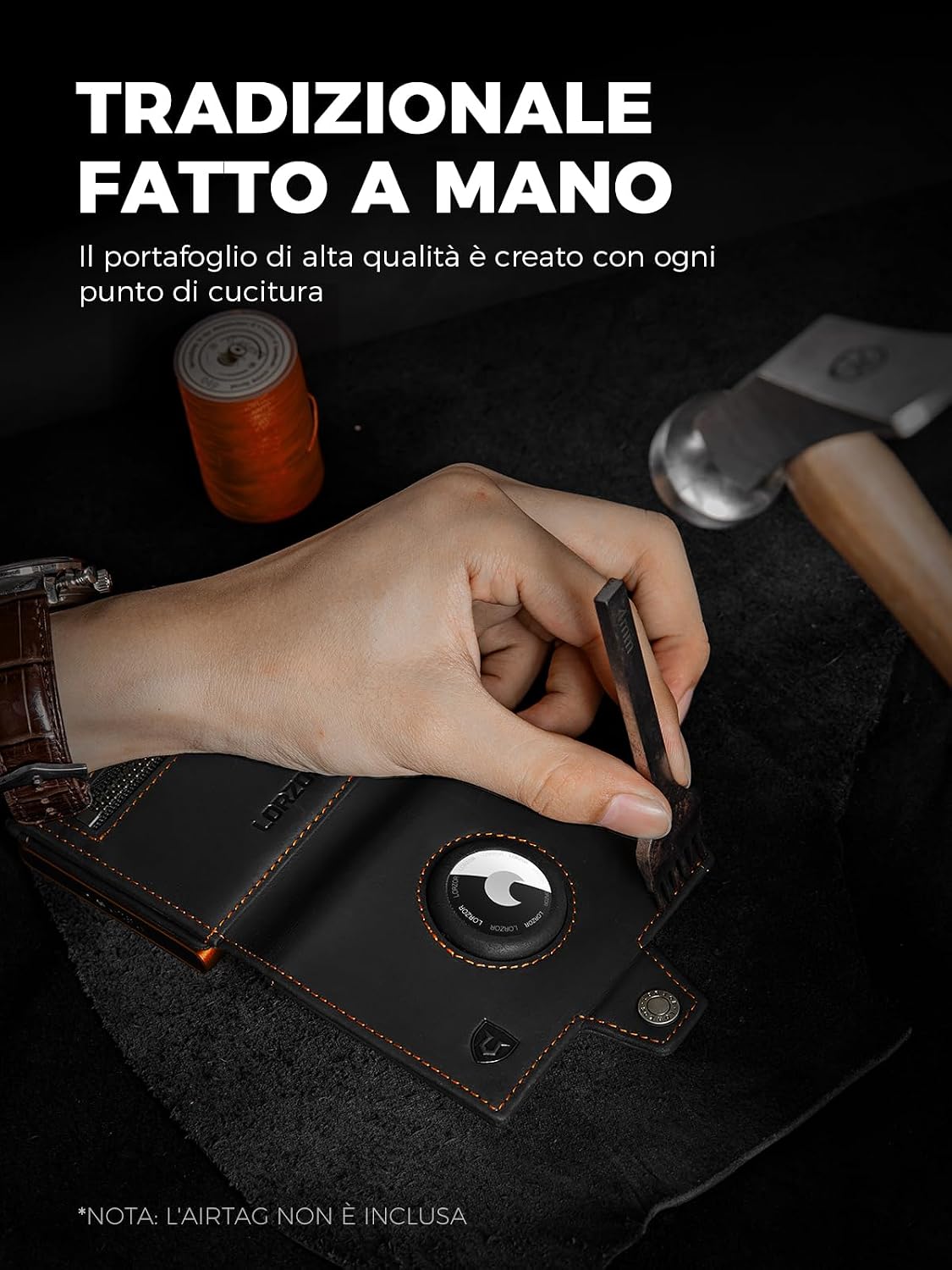 Detalle de LORZOR Portafoglio Airtag Slim pelle 9,8 cm