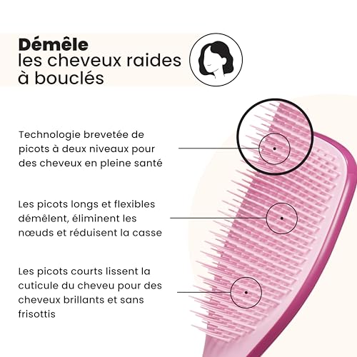 Detalle 2 de Tangle Teezer Ultimate Detangler – Brosse démêlante à picots doubles framboise rouge