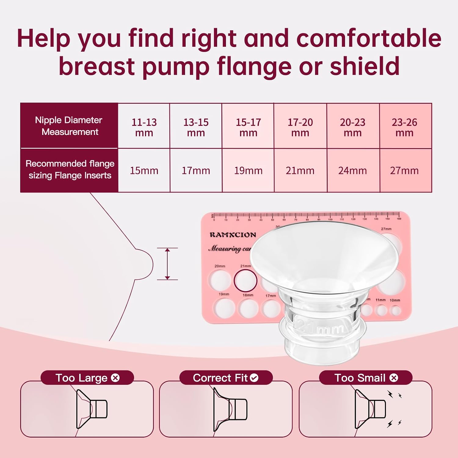 Thumbnail 4 de RAMXCION Nipple Rulers 10PCS Flange Inserts 13–21mm