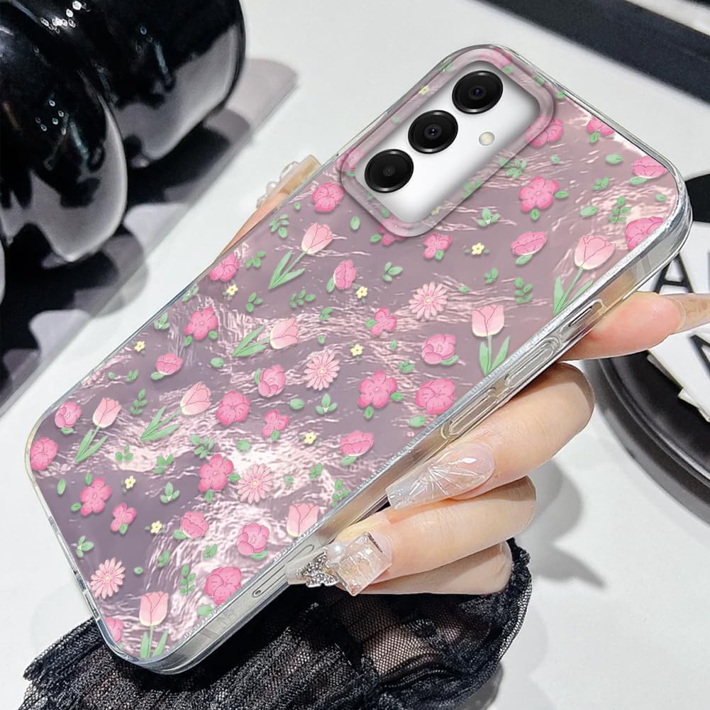 Detalle 2 de Tedyhulle Hülle für Samsung Galaxy A34 5G – weicher TPU-Rahmen & harte PC-Rückseite mit rosa Blütenmotiv