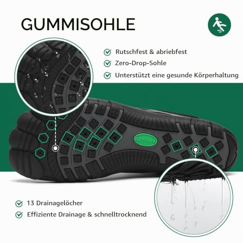Detalle de SAGUARO Badeschuhe Damen/Herren – Schnelltrocknende Aquaschuhe Schwarz, Gr. 43 EU