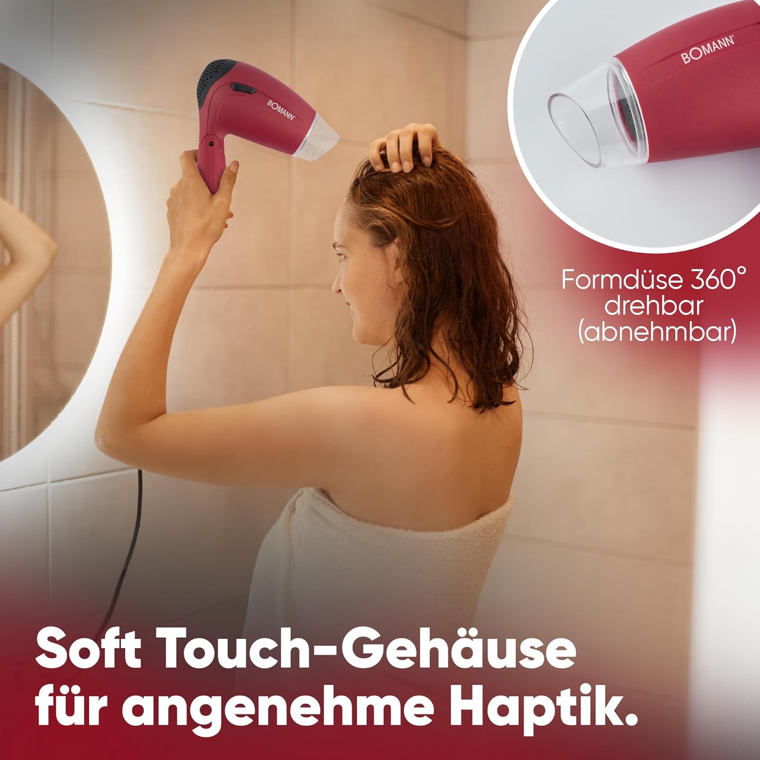 Detalle de Bomann Haartrockner klappbar HTD 8005 CB – 1200 W Reisehaartrockner, 110/230 V, inkl. Diffusor und Tasche