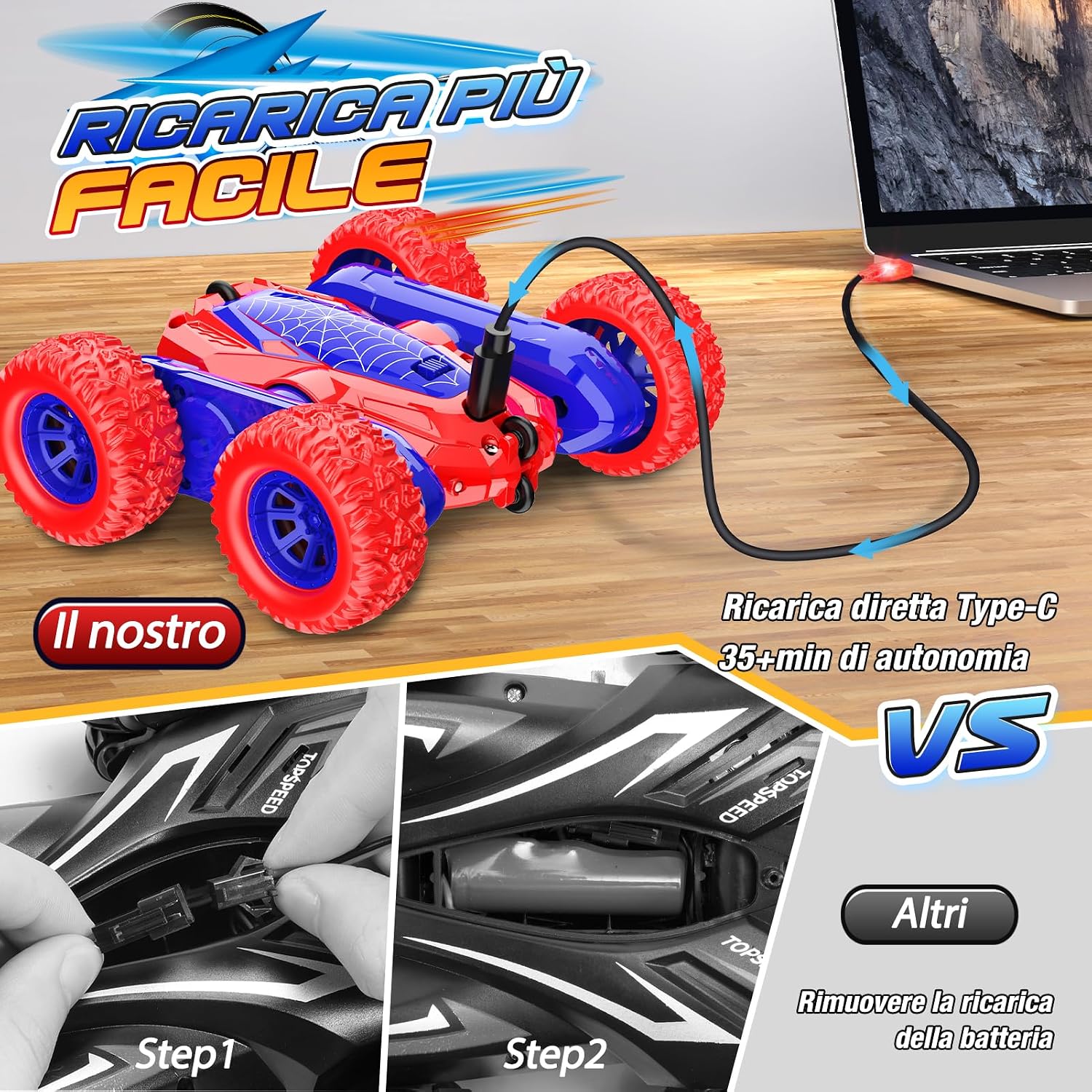 Thumbnail 4 de Dreamlandia 4WD: Macchina Telecomandata per Bambini 2.4GHz, LED e Rotazione 360°