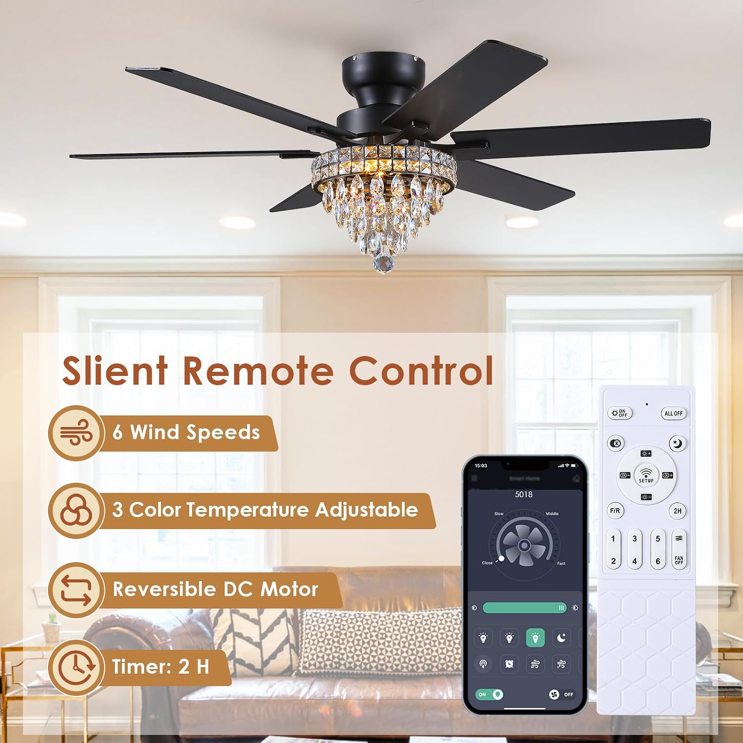 Detalle de Asyko Ceiling Fan 52-inch