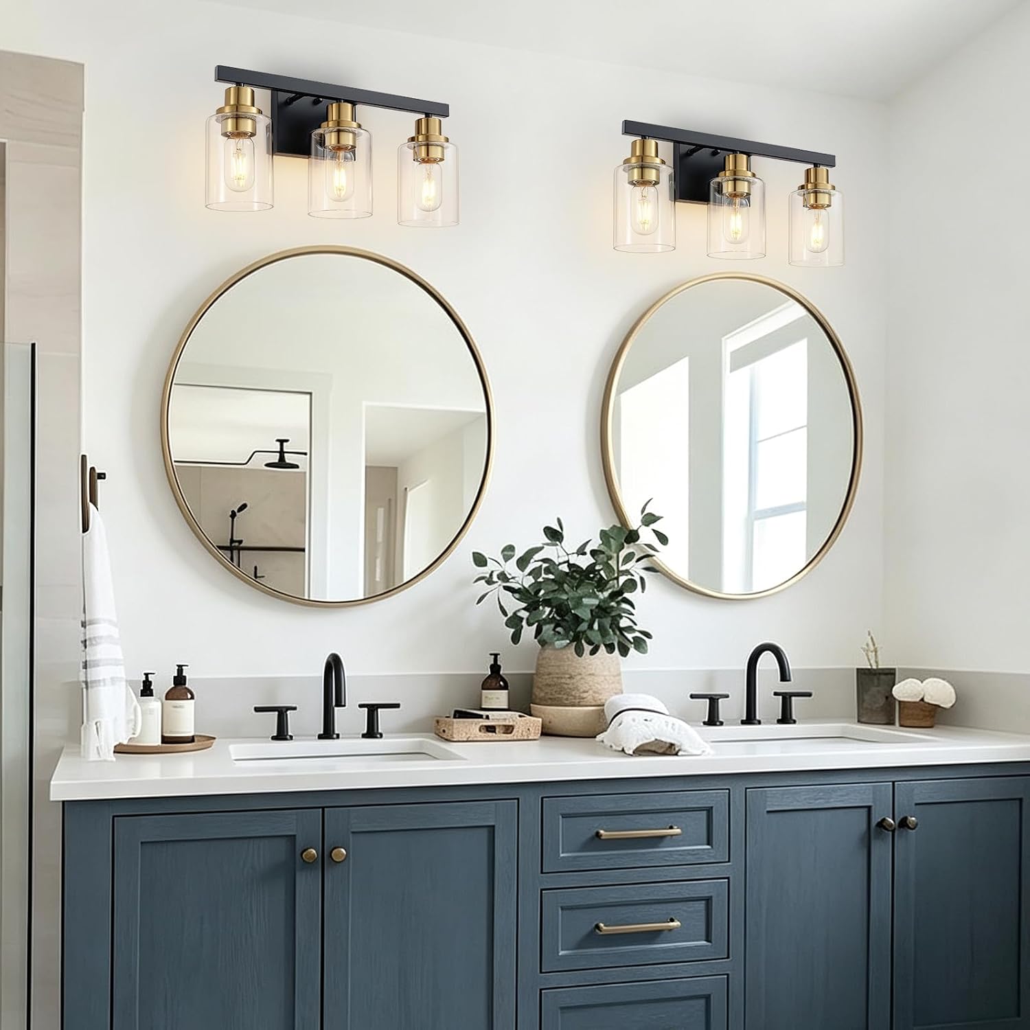 Thumbnail 1 de DIKAIDA 3-Light Bathroom Vanity Light 17.52-Inch