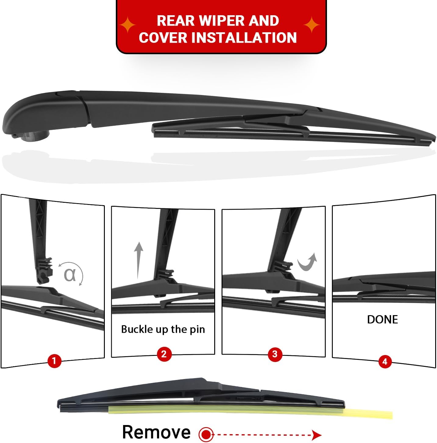 Thumbnail 6 de RAINTOK Windshield Wiper Blades Replacement for Toyota Yaris (2007–2011) — Front 26", 14", Rear 12" (Pack of 3)