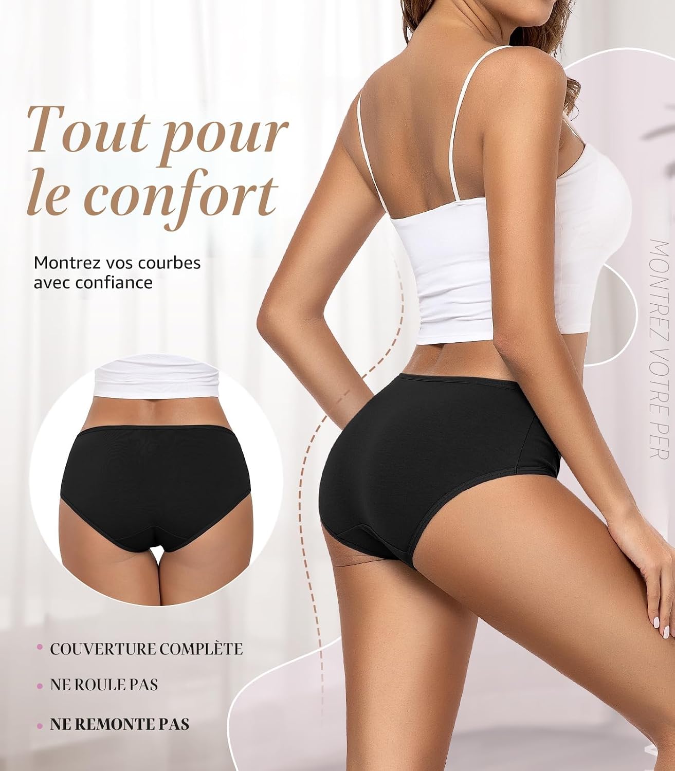 Thumbnail 3 de Culottes Femme Coton Élasticité Parfaite – Lot de 6, Taille Moyenne – Confort Respirant