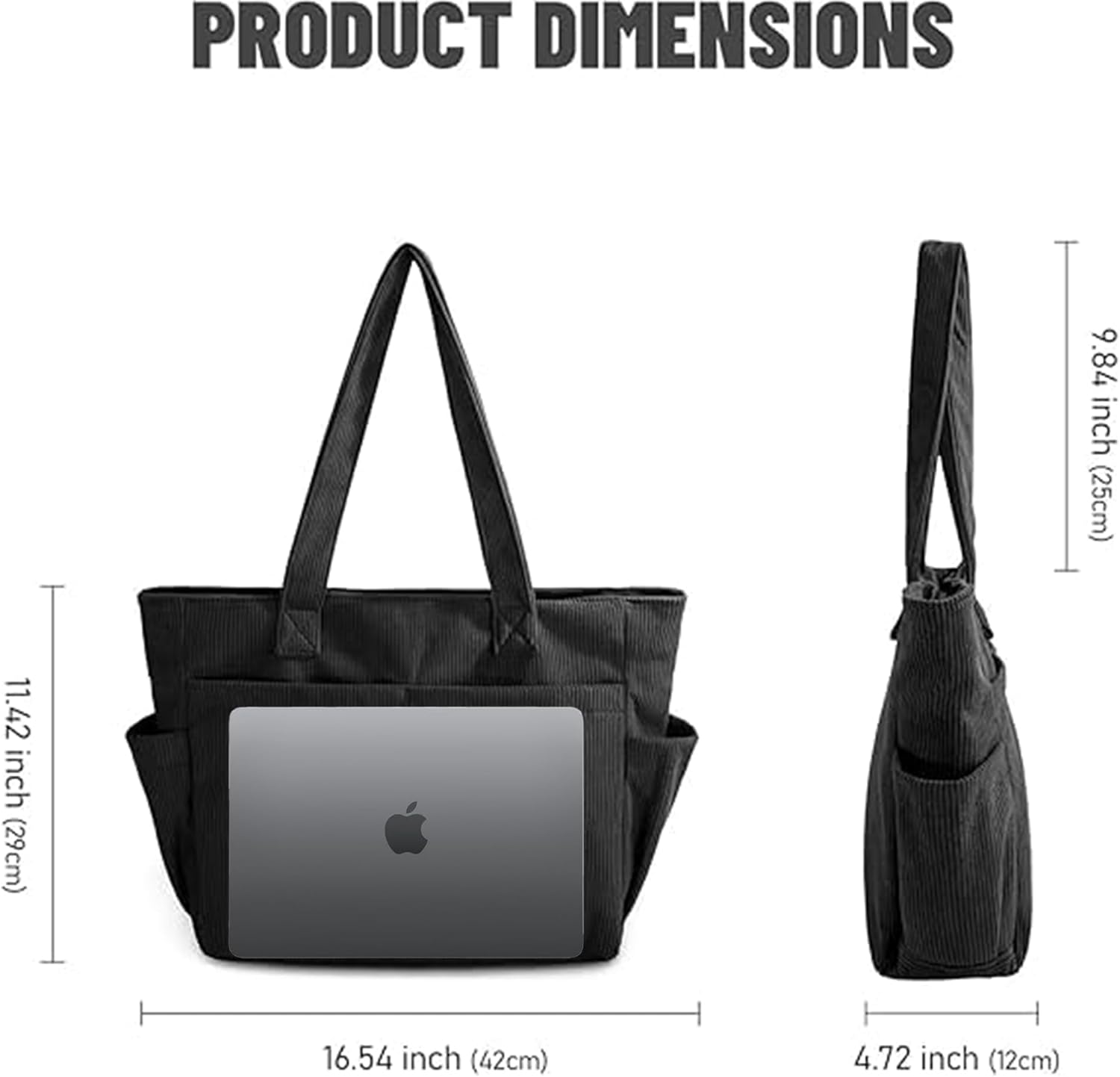 Detalle de LOTEZAVA Cordtasche Damen – Große Strandtasche mit Reißverschluss und Mehrfachtaschen