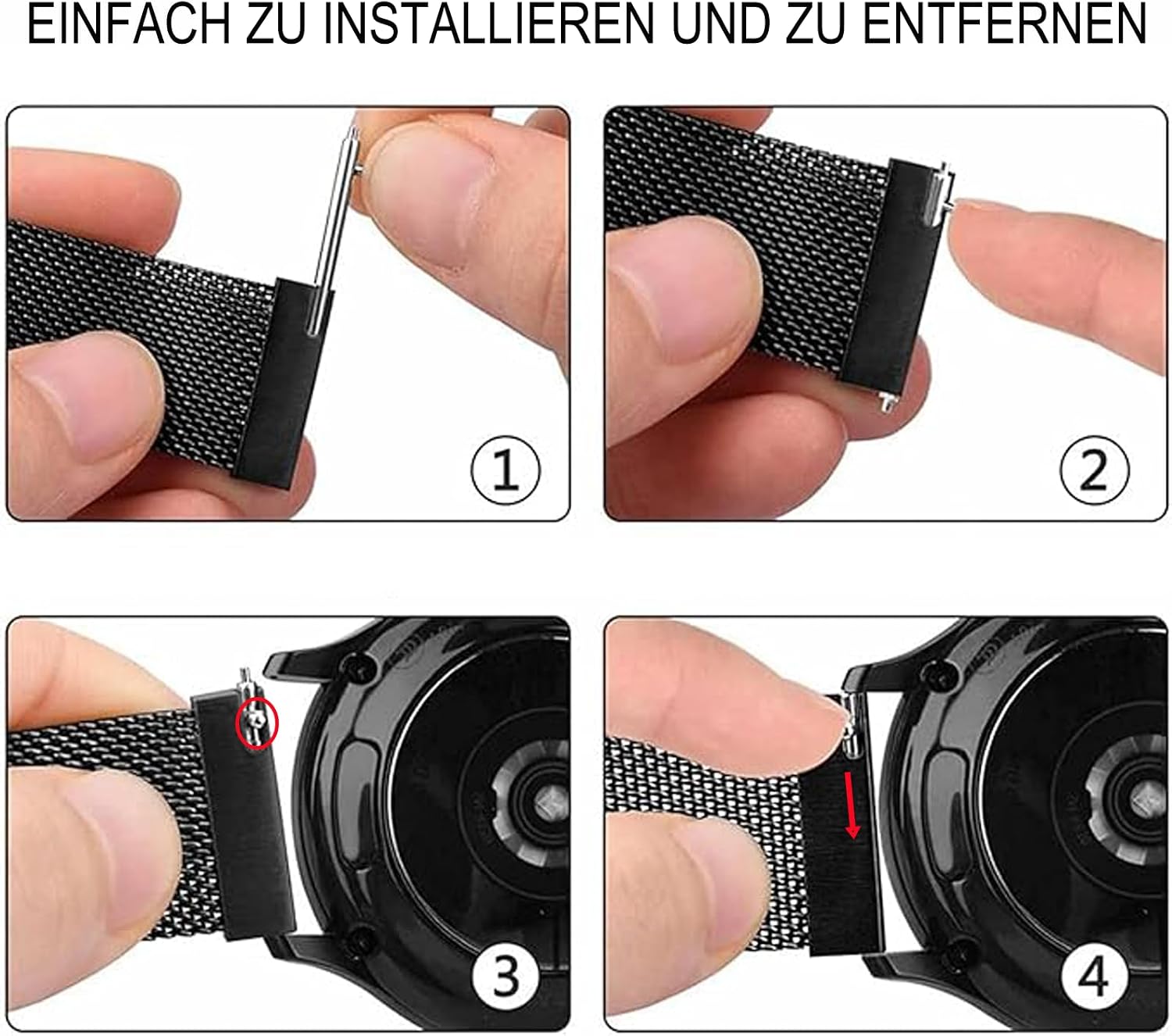 Detalle de ZLZKJS Edelstahl Mesh Uhrenarmband mit Magnetverschluss – Schnellverschluss für 14–24 mm