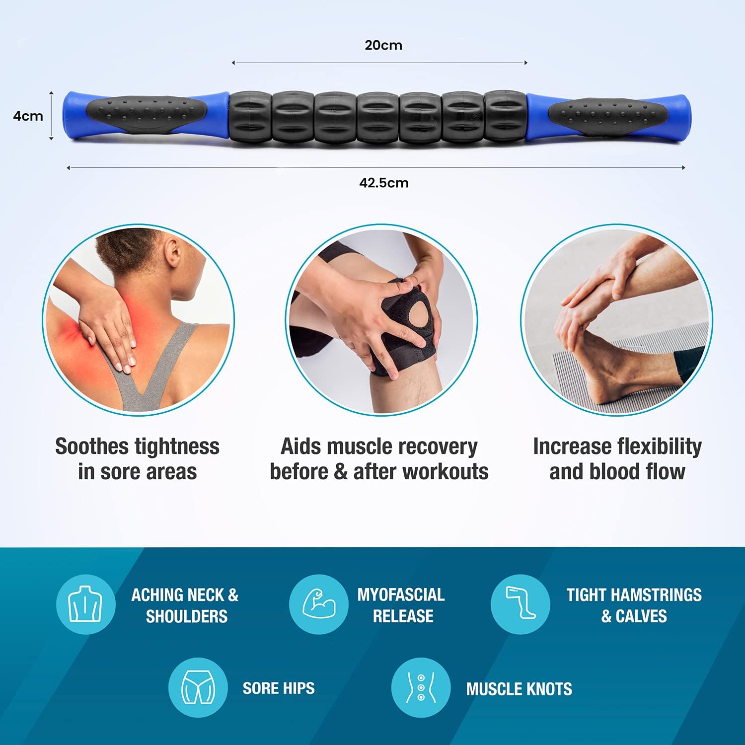 Detalle de Beenax Muscle Therapy Massage Stick: 360° Tension Reduction for Deep Tissue Release