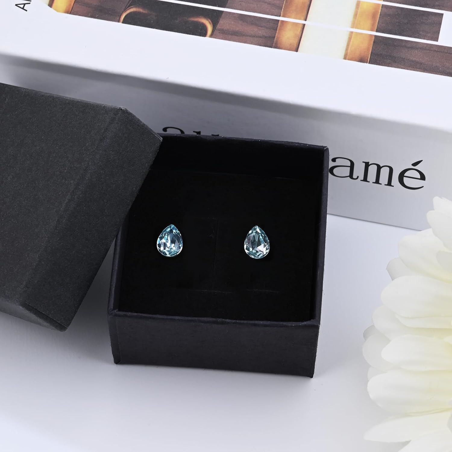 Thumbnail 6 de Weviway Silver Aquamarine Teardrop Stud Earrings