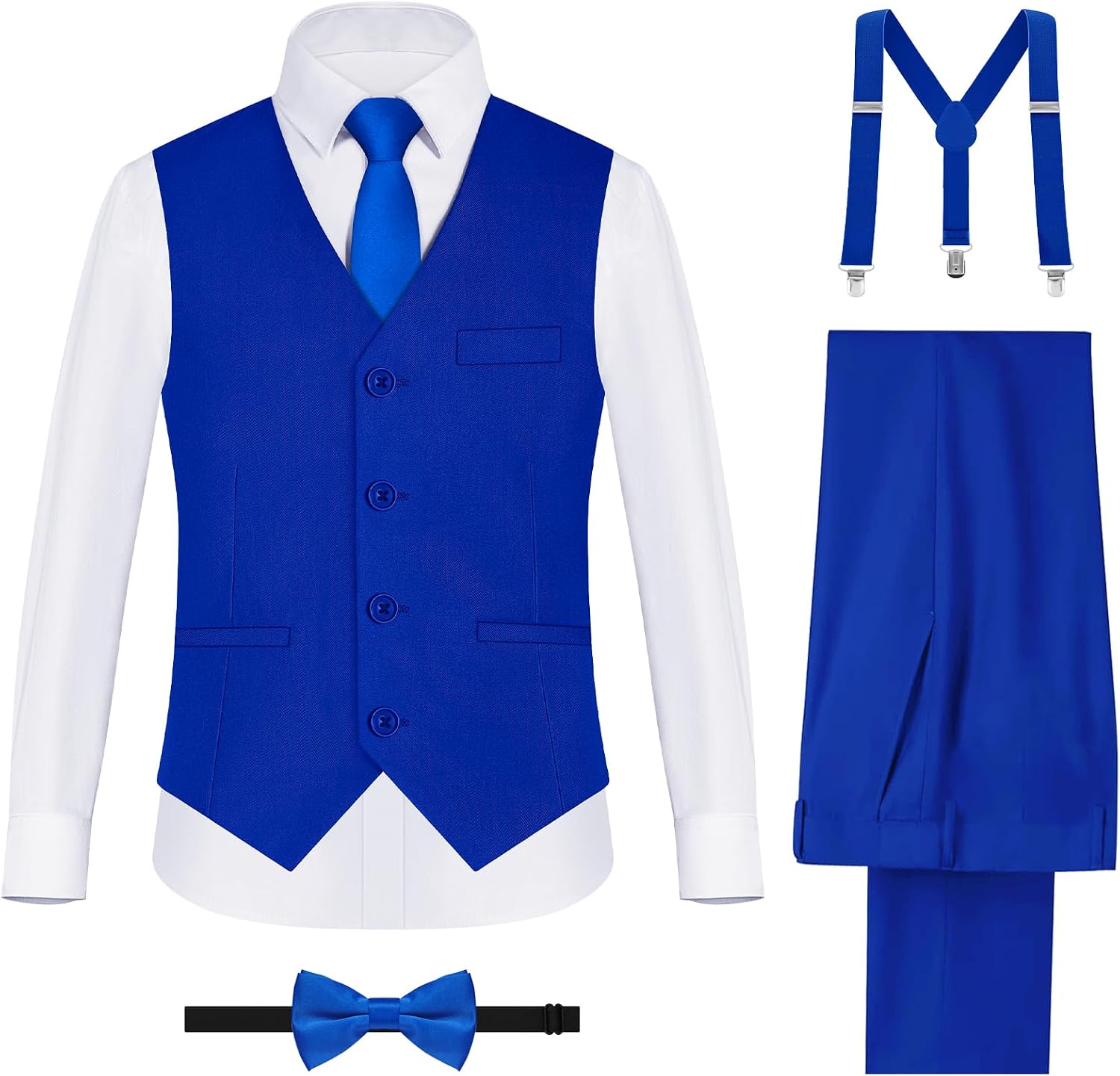 Thumbnail 6 de Gentle Season Boys' Gentle Season Formal Suits Set with Suspenders (Standard & Husky) — 7-Piece Outfit