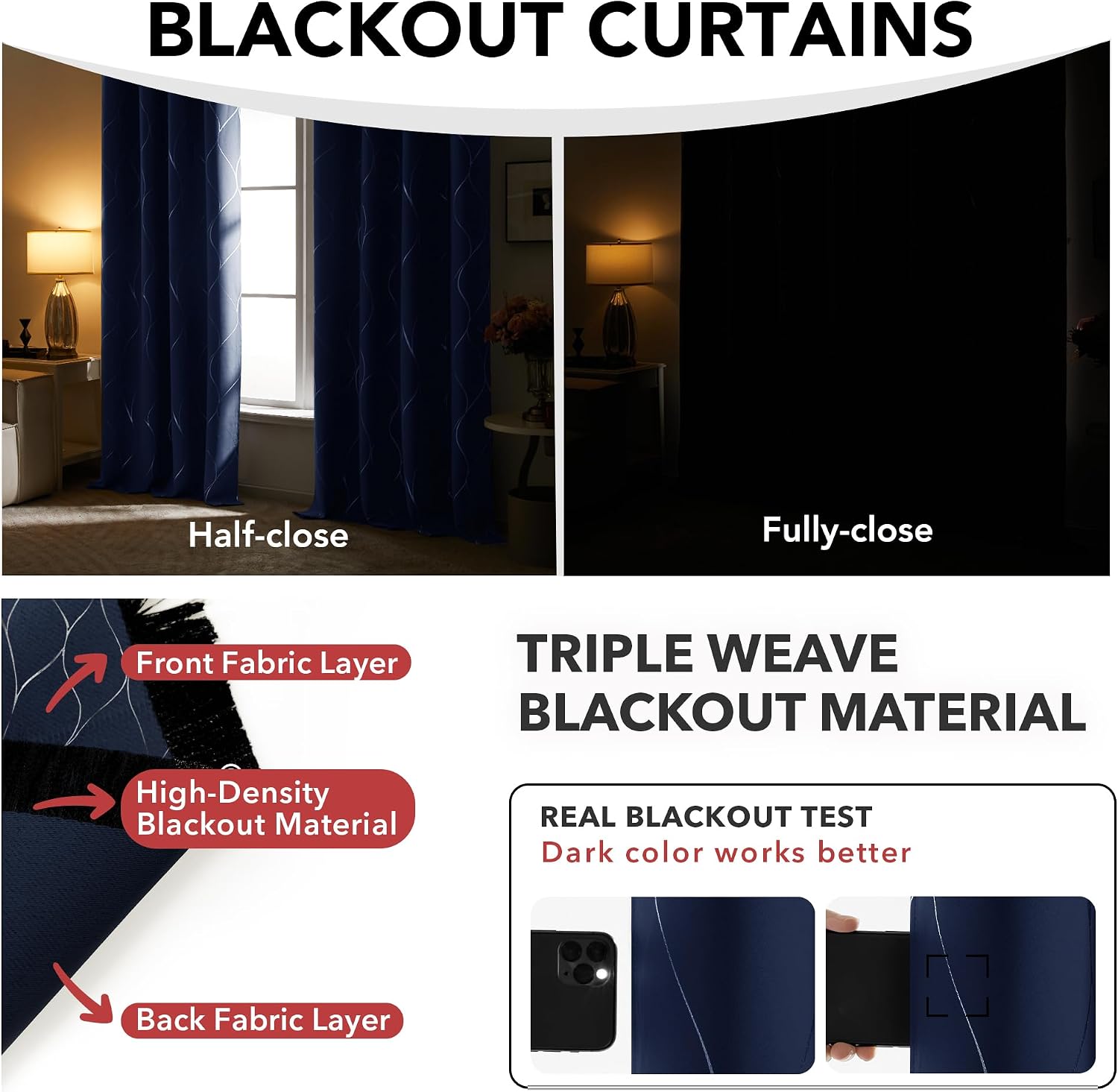 Detalle 2 de Deconovo blackout curtains, 52 x 96 inches