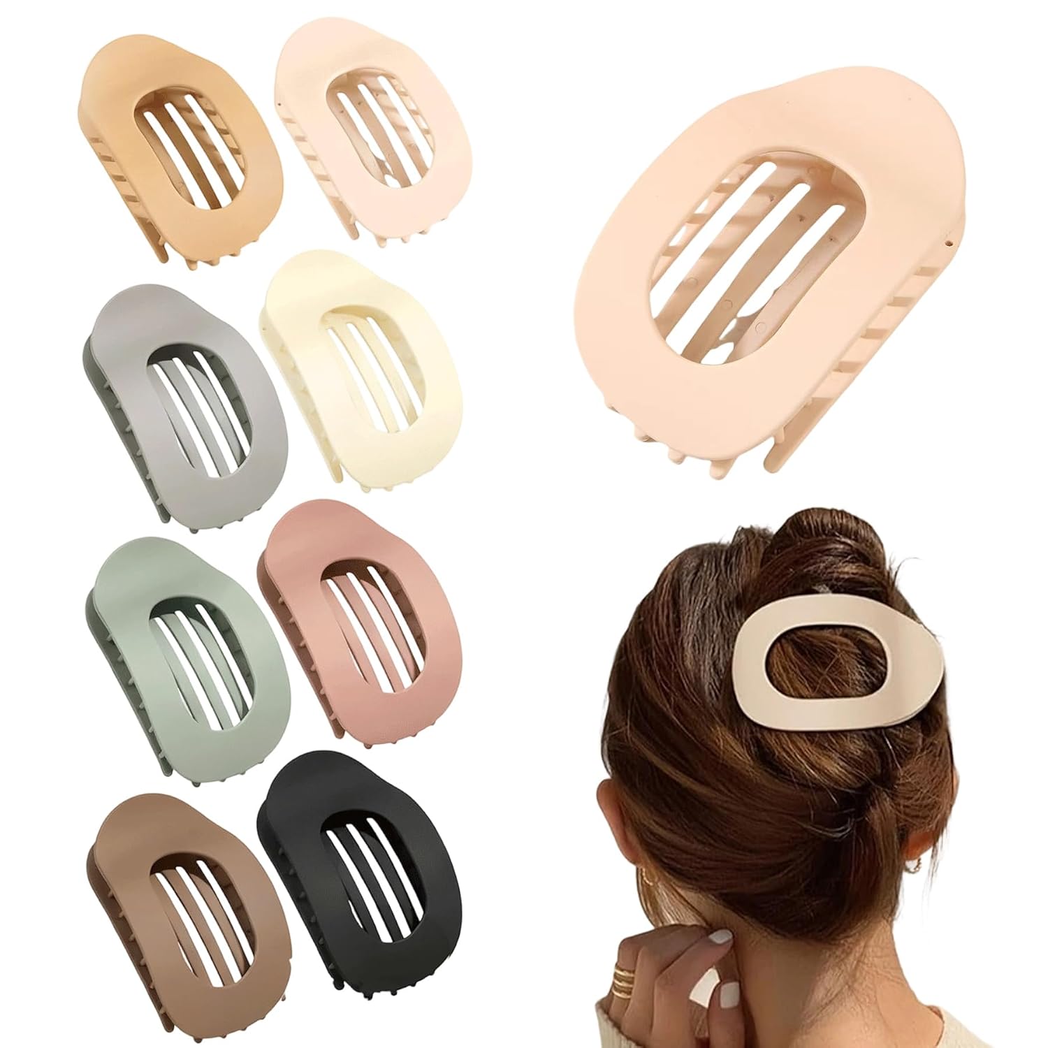 Detalle de 8 Stück Flache Haarklammer Set mit Entenschnabel – Rutschfeste Clips in vielseitigen Farben