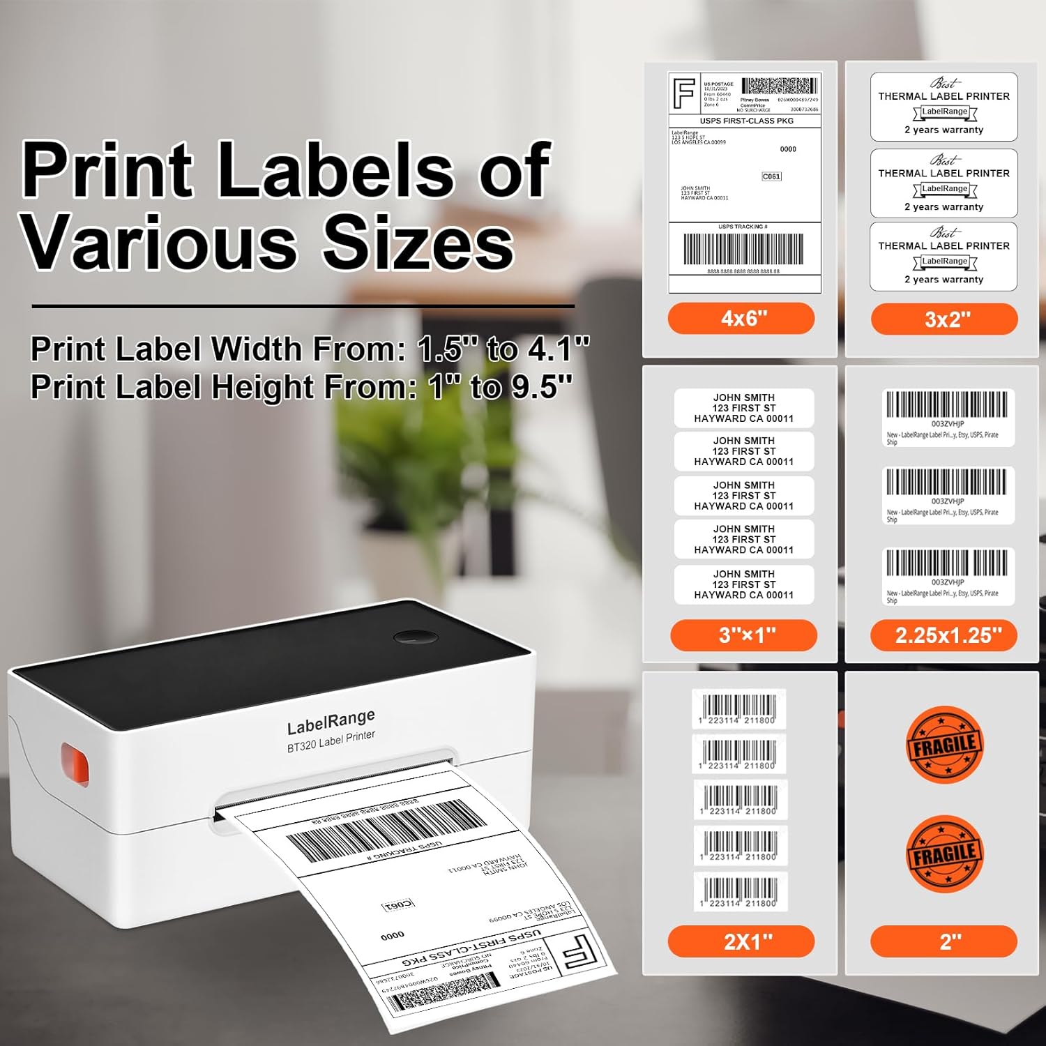 Thumbnail 3 de LabelRange 4x6 Thermal Shipping Label Printer (BT320) with Bluetooth and USB for Amazon, eBay, USPS, Pirate Ship