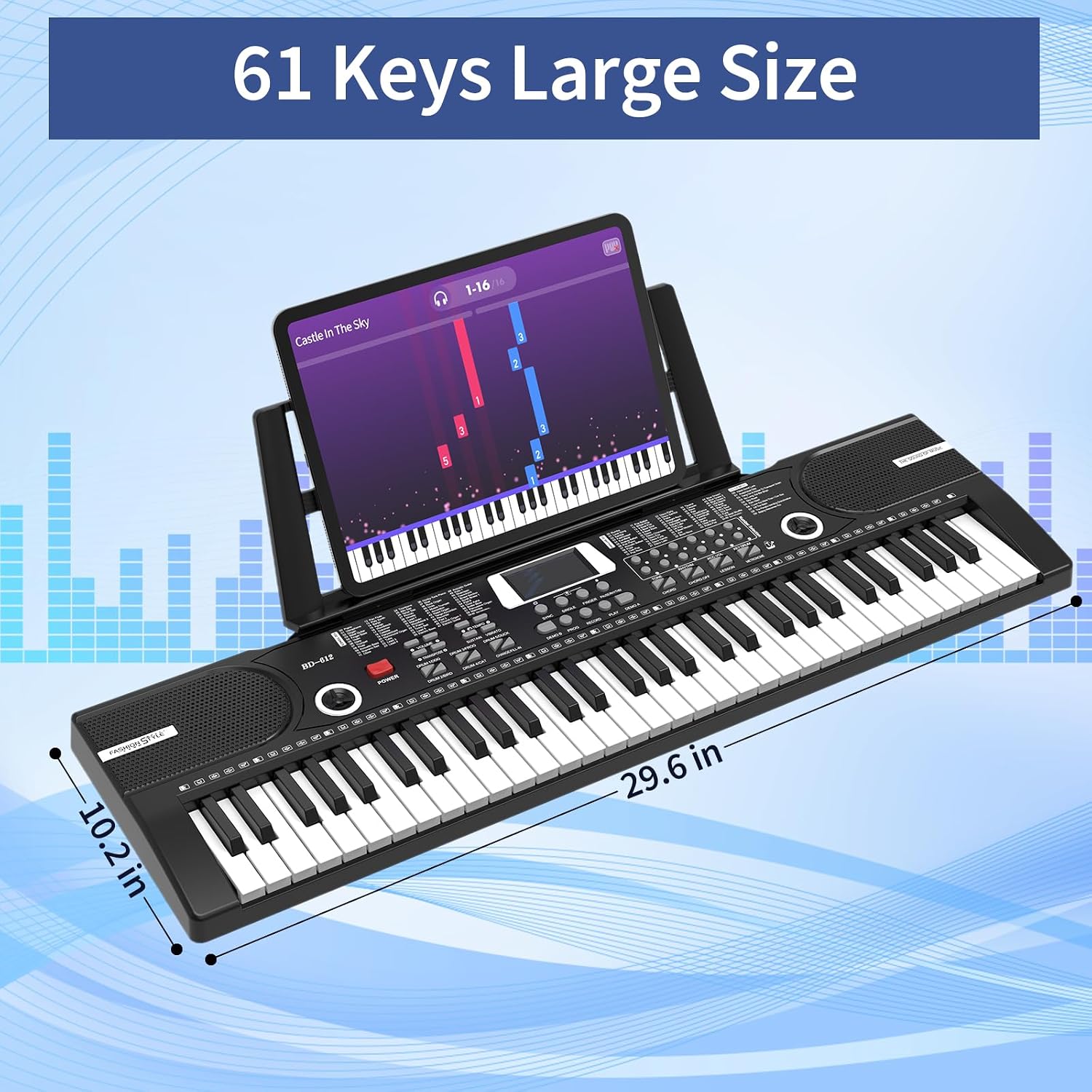 Detalle 2 de Digital Piano Klavier 61 Tasten mit Notenständer – Tragbares E-Klavier von Dgddhjt