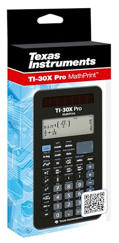 Detalle de Texas Instruments TI-30X Pro MathPrint Schulrechner – 4-zeiliges Display, Solar- und Batteriebetrieb, Schwarz