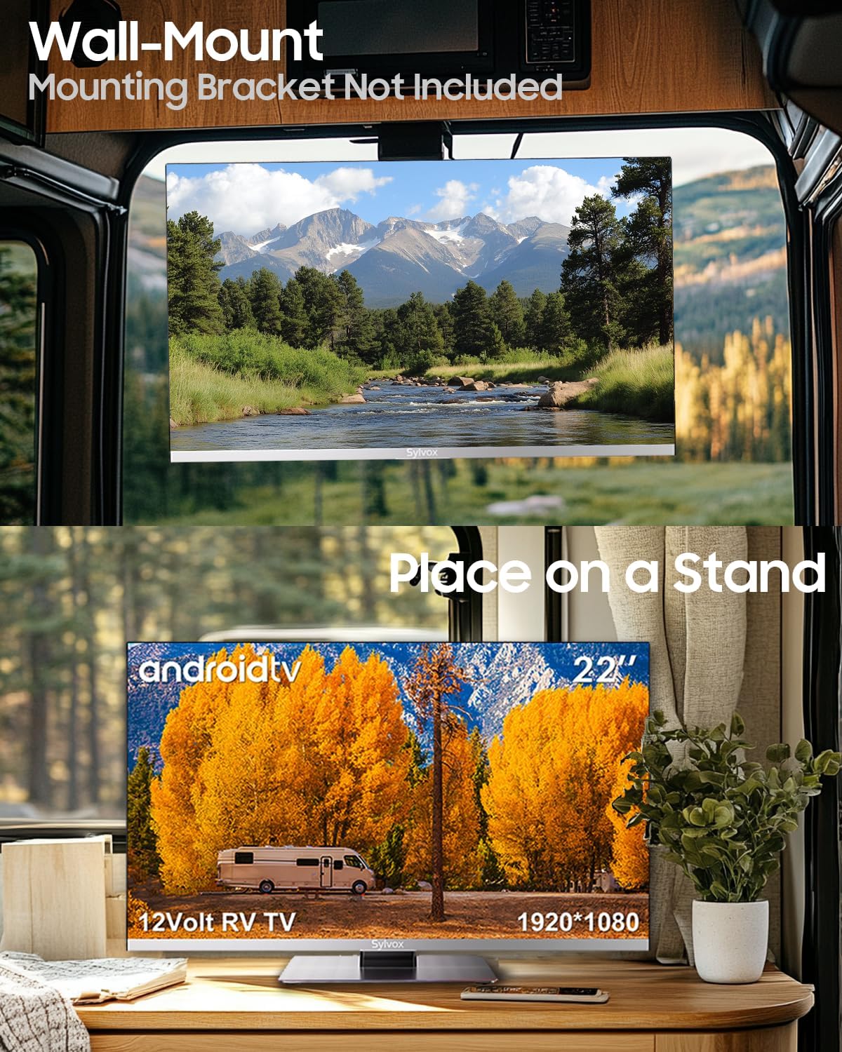 Thumbnail 4 de SYLVOX RV TV 24-Inch 12/24V 1080P Smart TV with Built-in DVD Player and Google OS