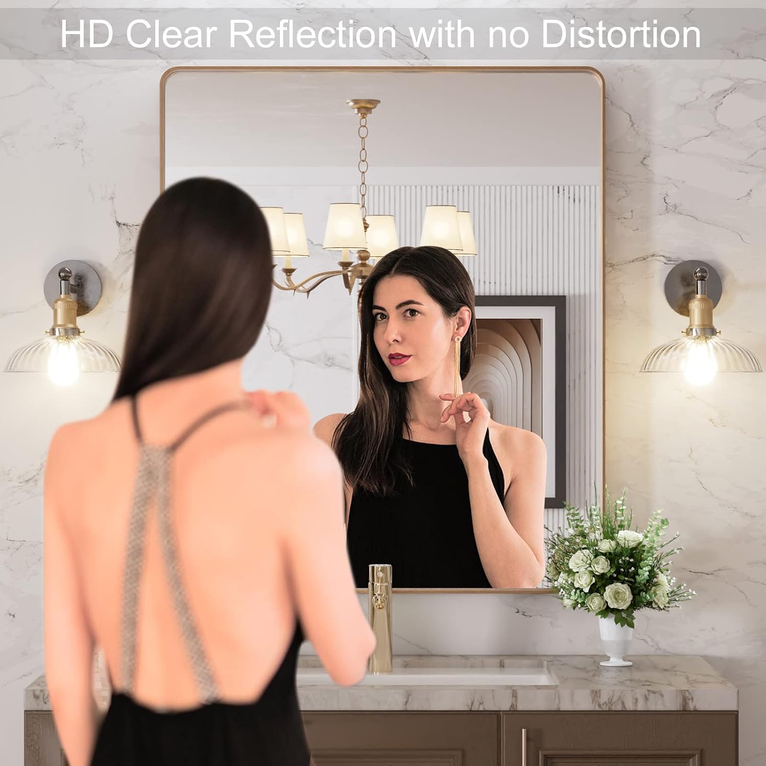 Thumbnail 1 de LOAAO 30 x 36 in Gold Brushed Vanity Mirror
