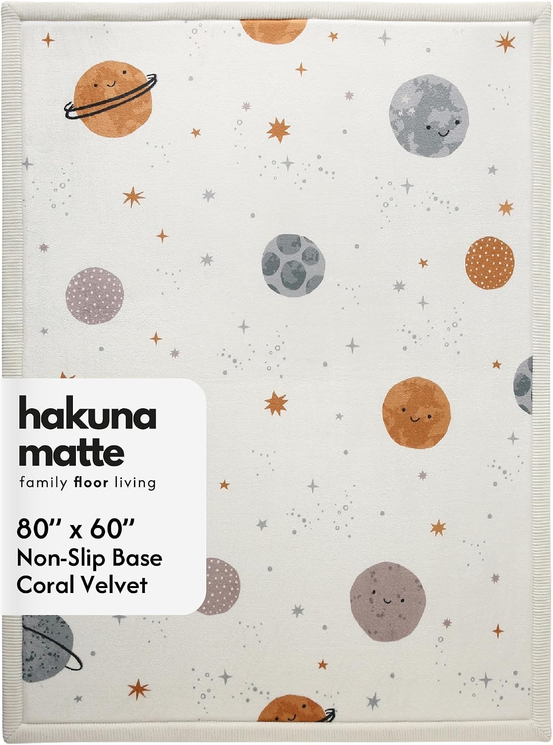 Detalle de Hakuna Matte CloudSoft Baby Play Mat for Floor 60" x 80" – Planets Coral Velvet Memory Foam Rug