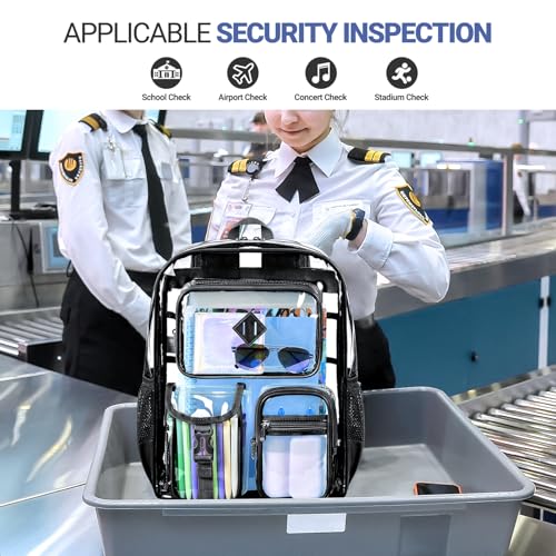 Thumbnail 7 de ZORFIN 17 Inch Clear Backpack: Large Transparent Bookbag with Reinforced Straps for School, College, and Work